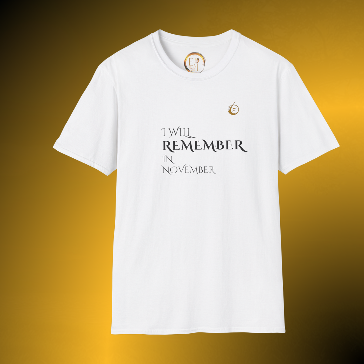 Essence Innovation Quiet Resolve Statement T-Shirt – I Will Remember in November Graphic Tee in White