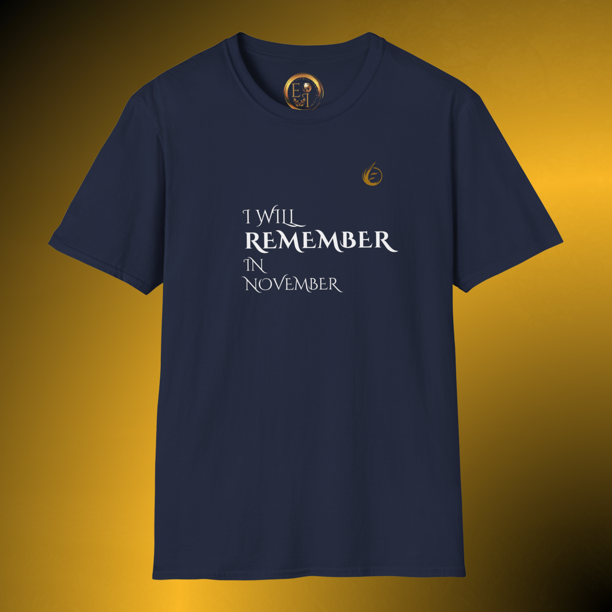 Essence Innovation Quiet Resolve Statement T-Shirt – I Will Remember in November Graphic Tee in Navy