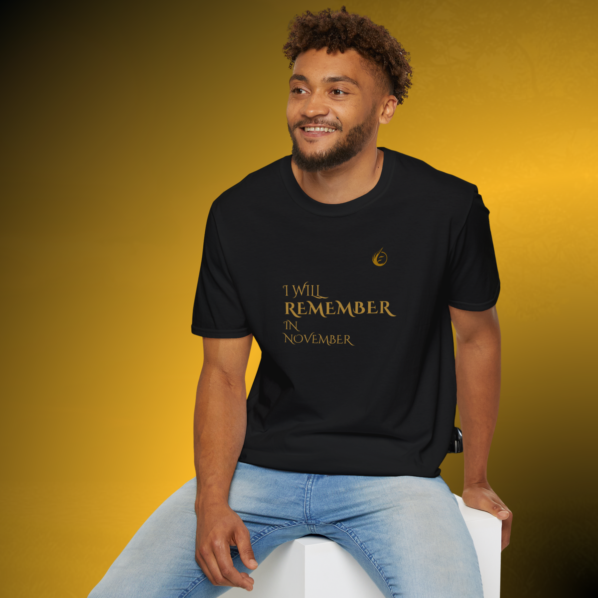Essence Innovation Quiet Resolve Statement T-Shirt – I Will Remember in November Graphic Tee in Black