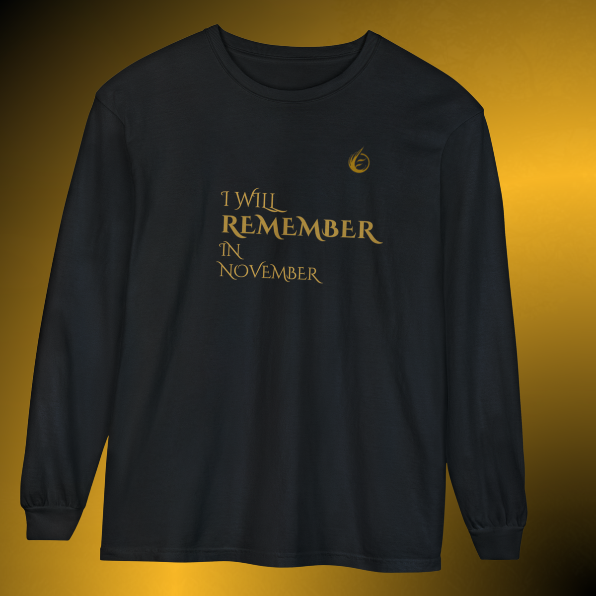 Quiet Resolve Long Sleeve Shirt – Reflective Statement Tee by Essence Innovation featuring meaningful typography and unisex everyday comfort.
