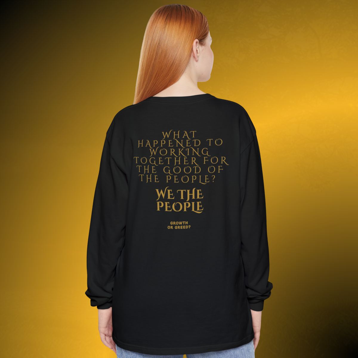 Quiet Resolve Long Sleeve Shirt – Reflective Statement Tee by Essence Innovation featuring meaningful typography and unisex everyday comfort.