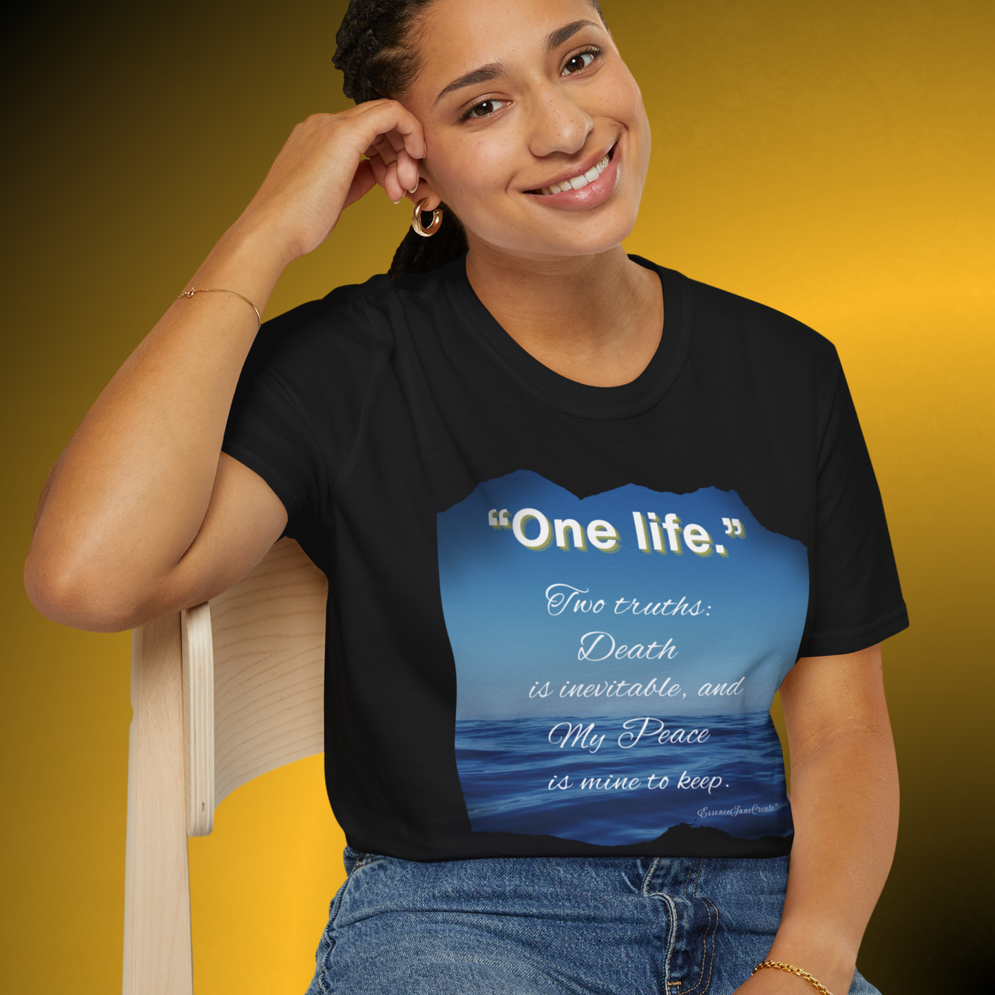 EssenceInnoCreate One Life Ocean Quote Tee | Inspirational Front Graphic T-Shirt