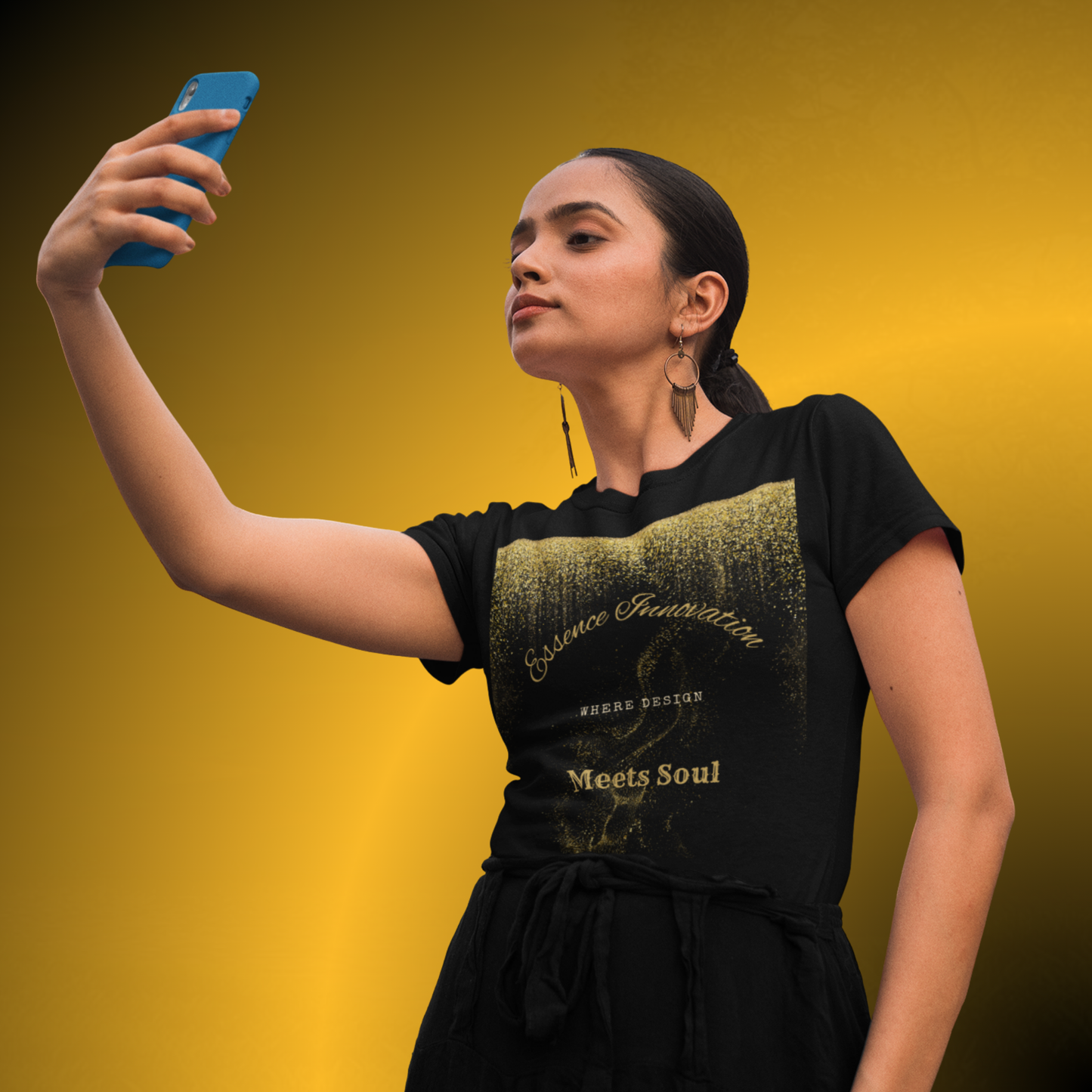 Design Meets Soul Women’s T-Shirt – Gold Graphic Tee