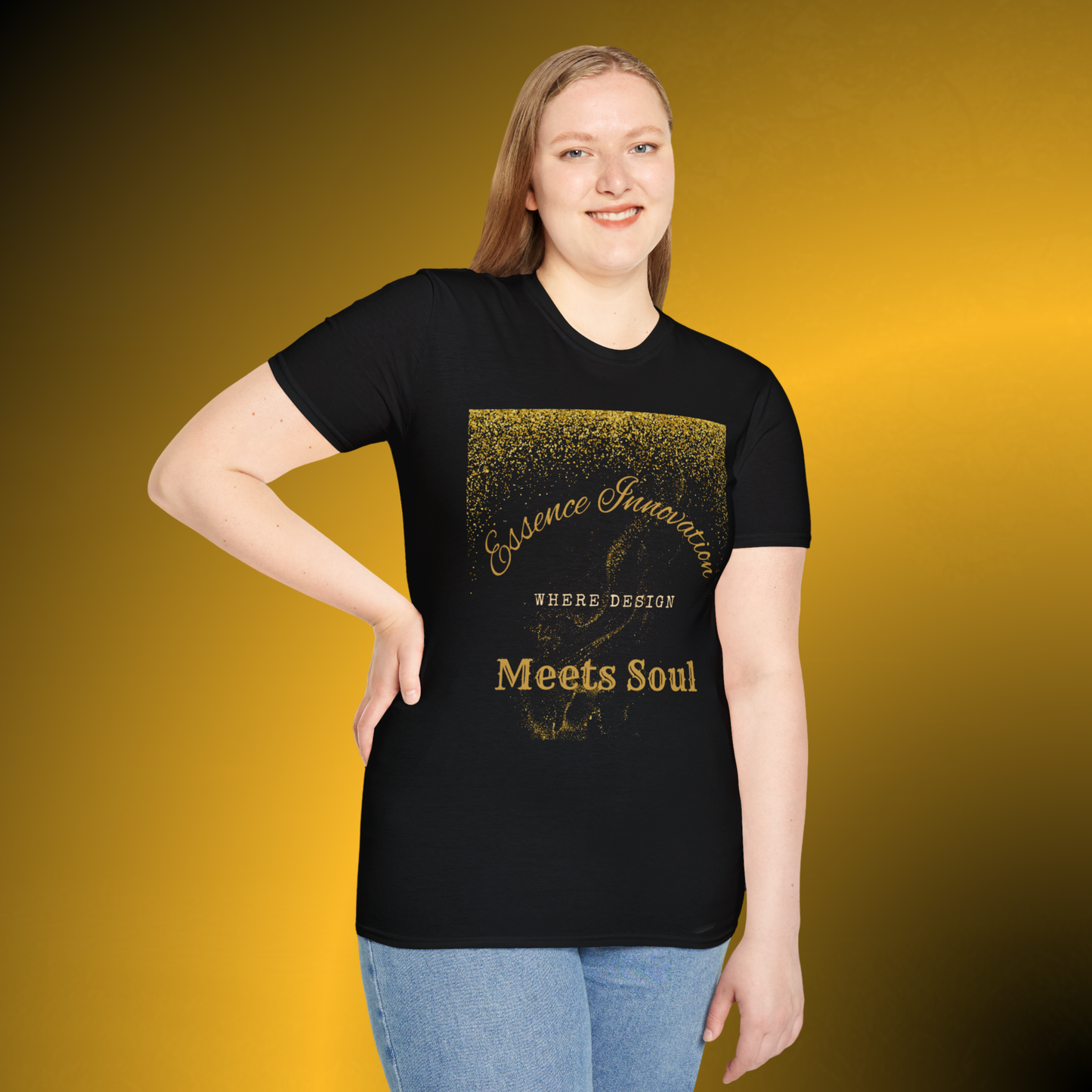 Design Meets Soul T-Shirt – Gold Graphic Streetwear Tee
