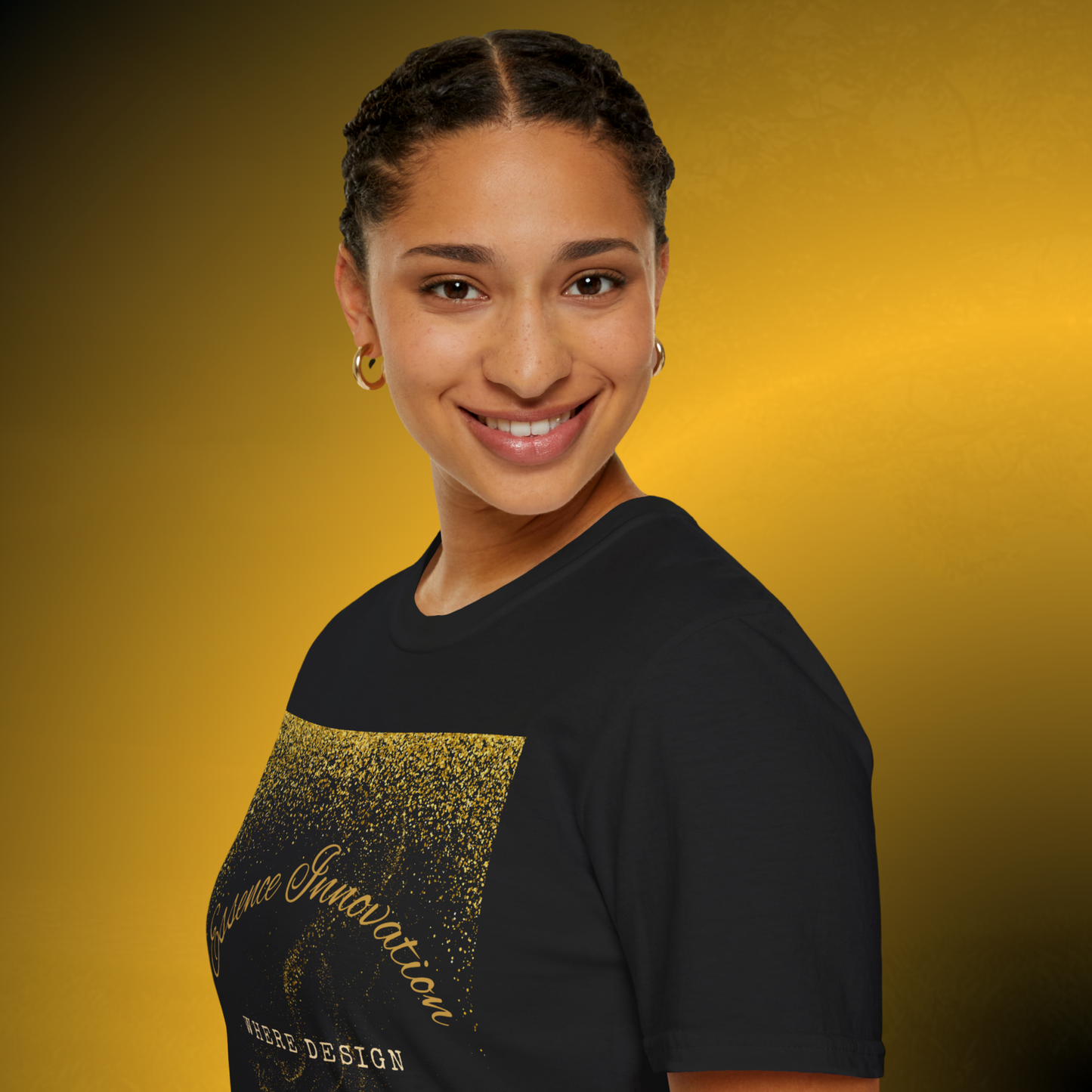Design Meets Soul T-Shirt – Gold Graphic Streetwear Tee