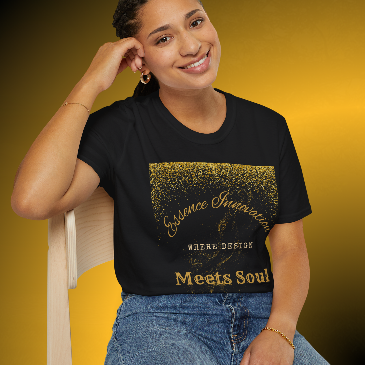 Design Meets Soul T-Shirt – Gold Graphic Streetwear Tee