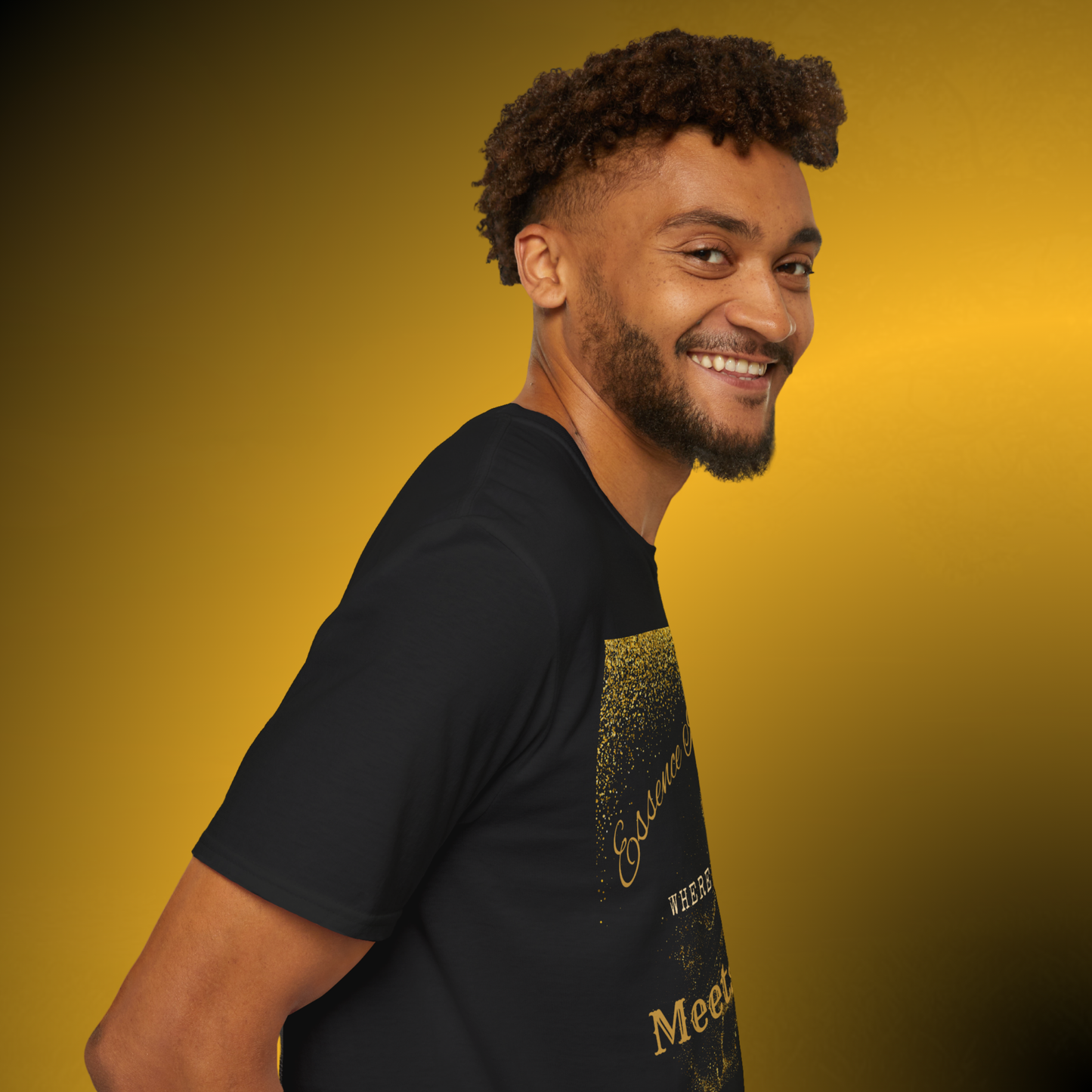 Design Meets Soul T-Shirt – Gold Graphic Streetwear Tee