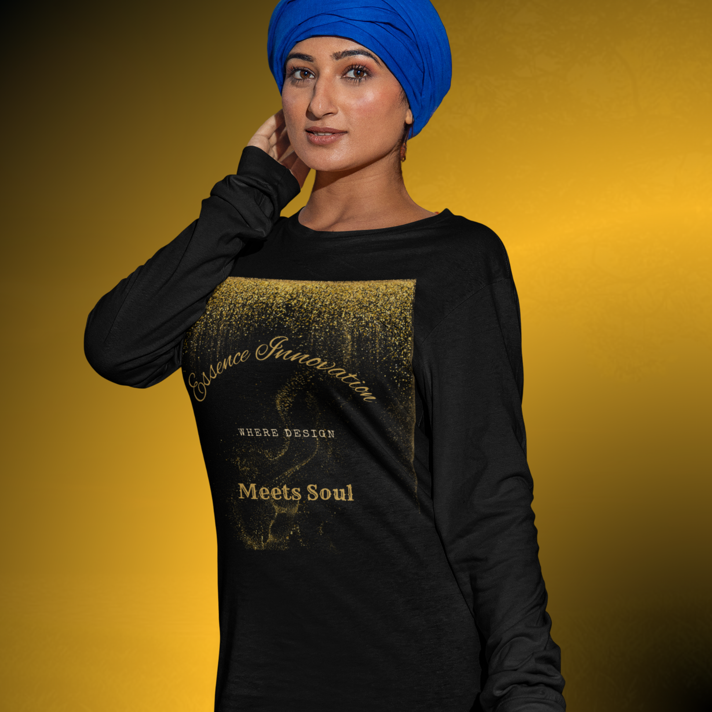 Design Meets Soul Long Sleeve Shirt – Gold Graphic Tee