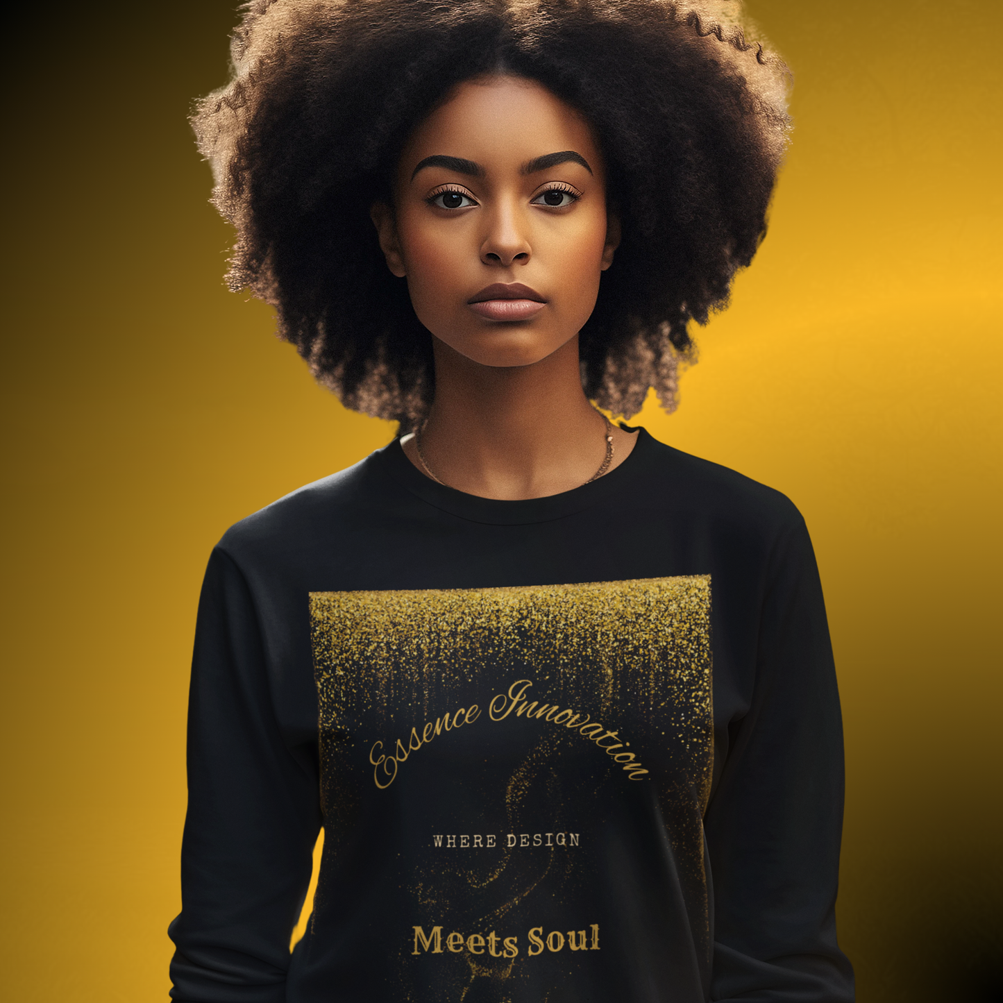 Design Meets Soul Long Sleeve Shirt – Gold Graphic Tee