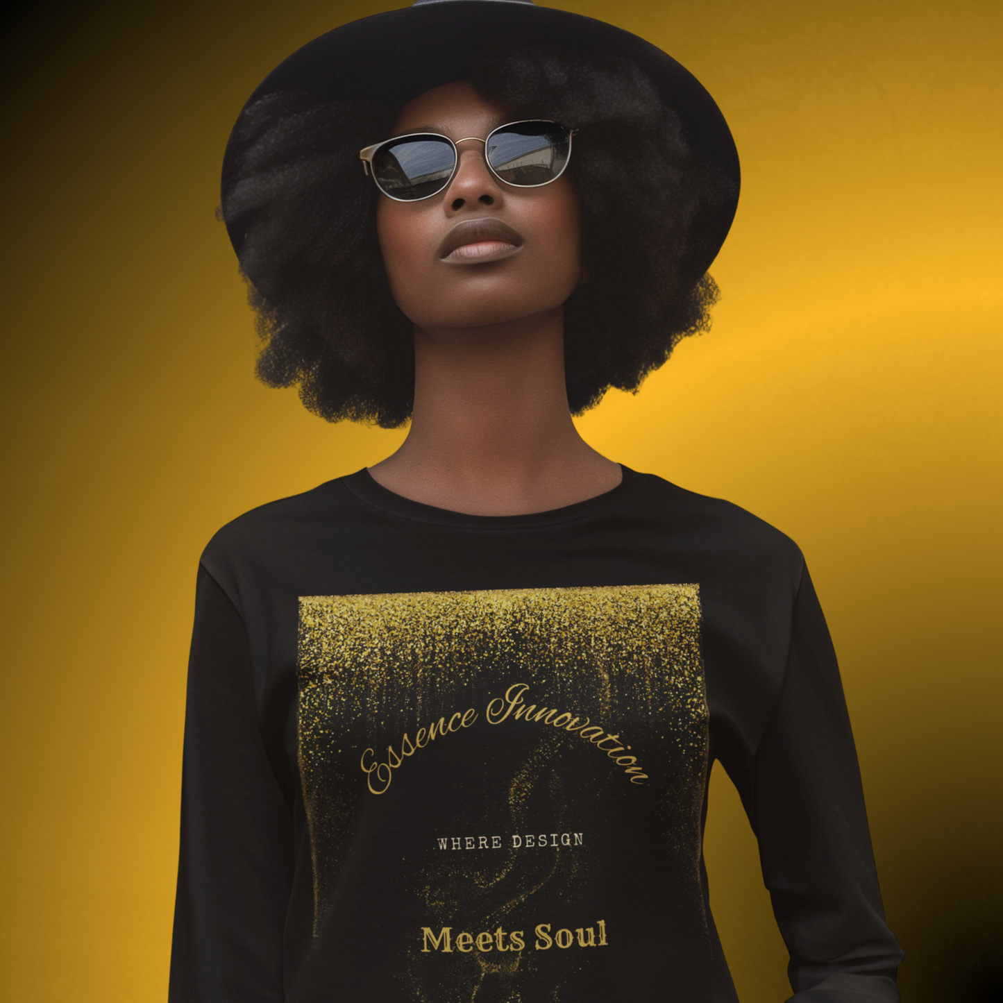 Design Meets Soul Long Sleeve Shirt – Gold Graphic Tee