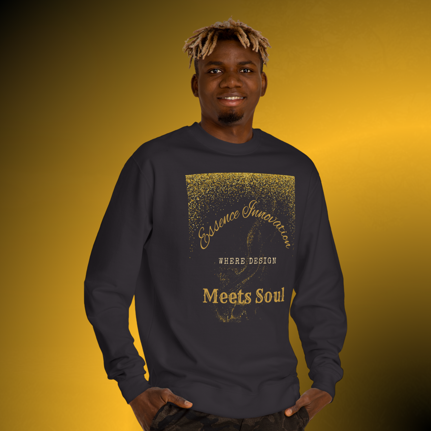 Design Meets Soul Sweatshirt – Gold Graphic Crewneck