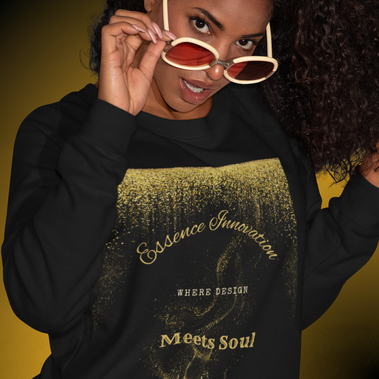 Design Meets Soul Sweatshirt – Gold Graphic Crewneck
