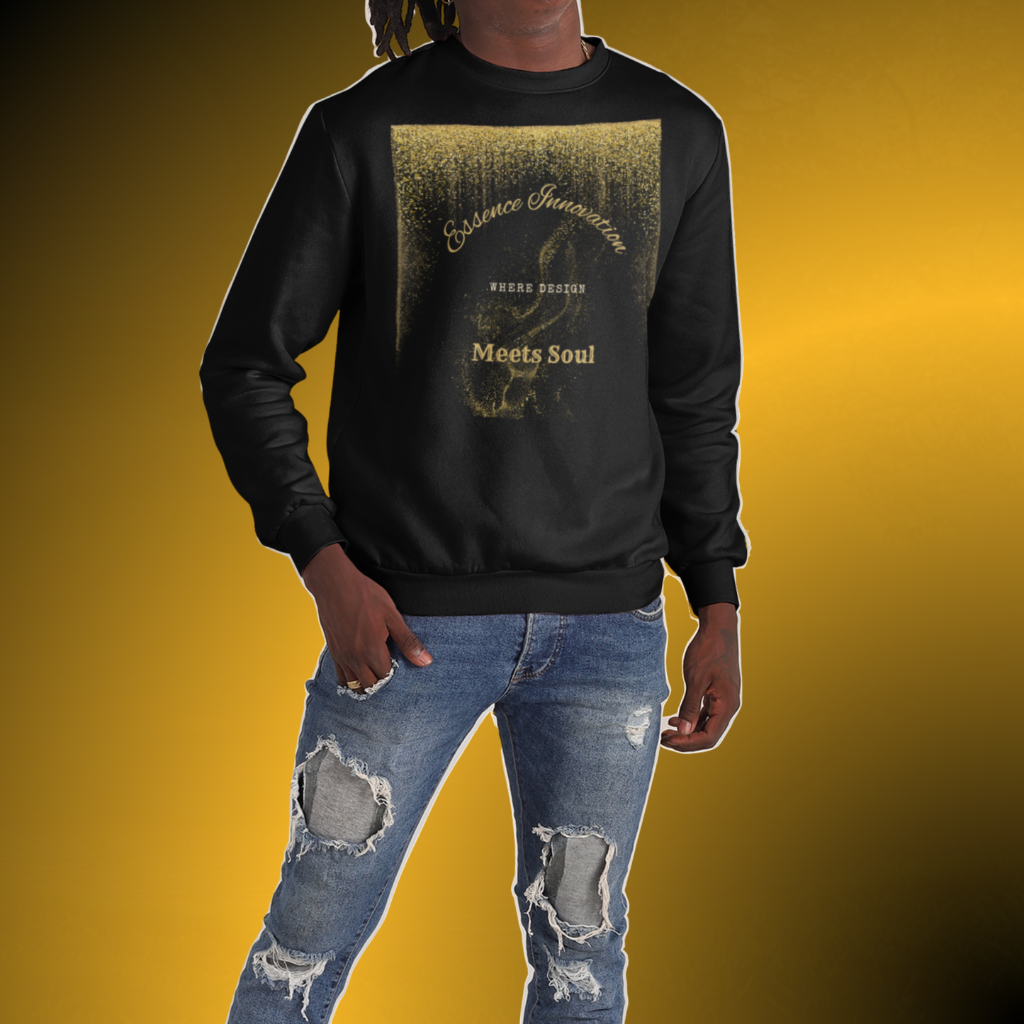 Design Meets Soul Sweatshirt – Gold Graphic Crewneck