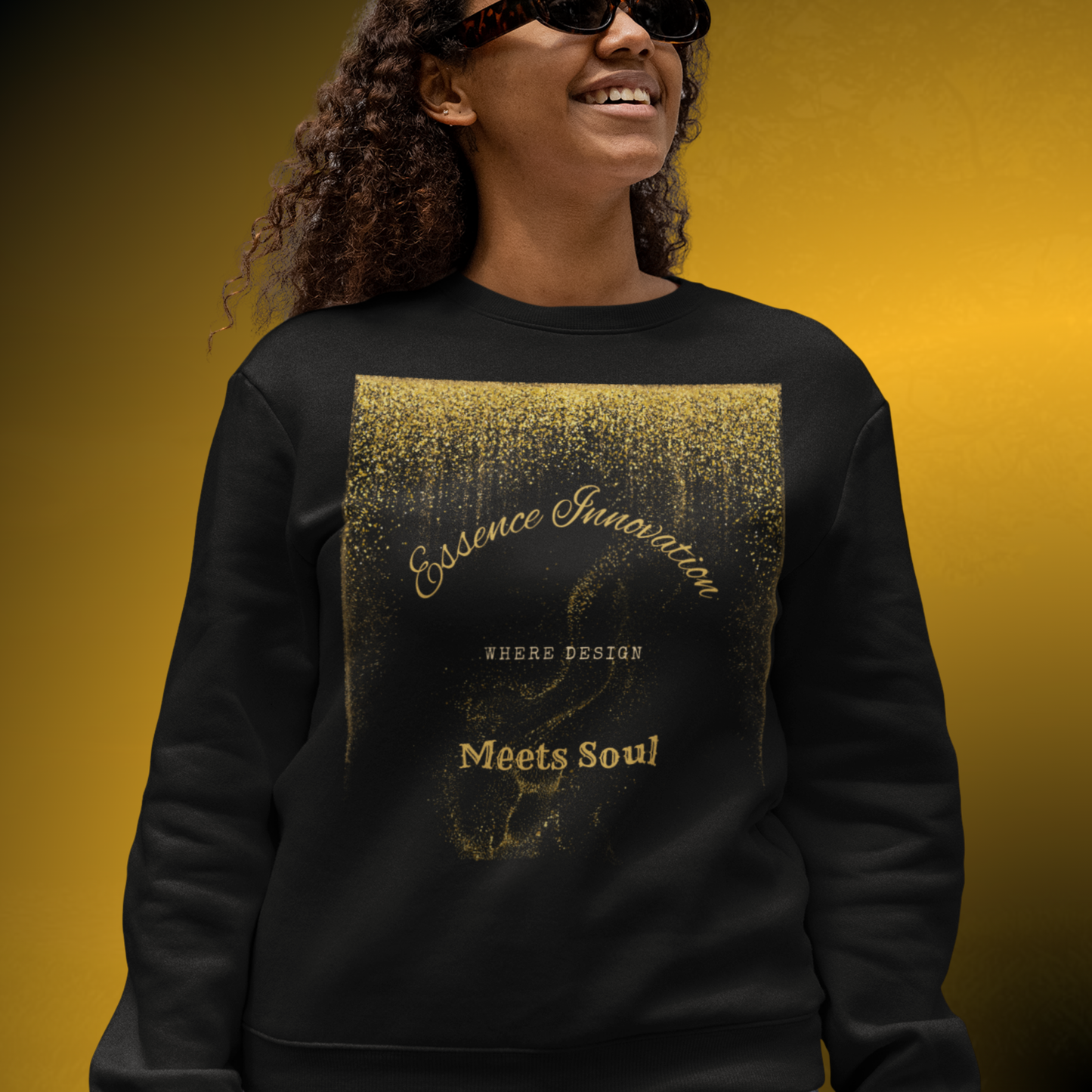 Design Meets Soul Sweatshirt – Gold Graphic Crewneck