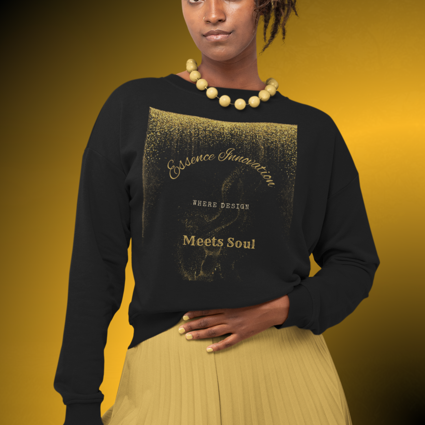 Design Meets Soul Sweatshirt – Gold Graphic Crewneck