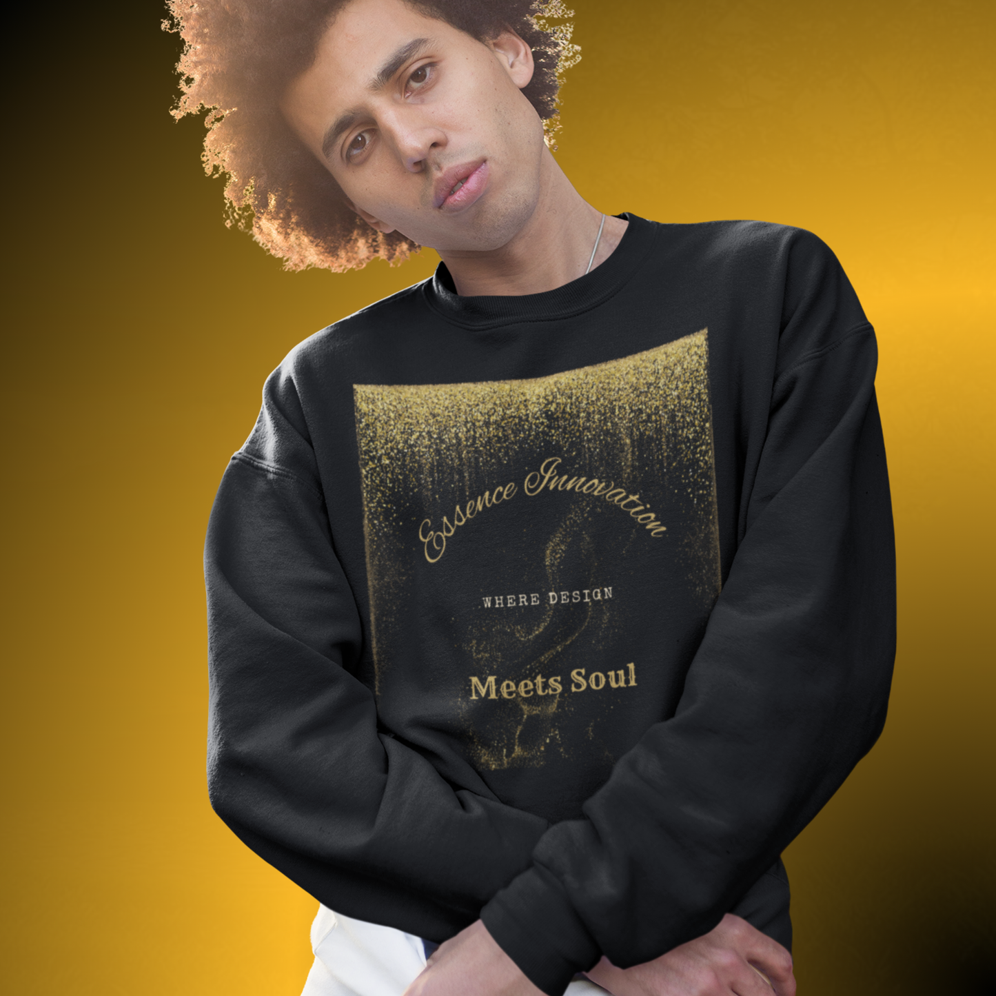 Design Meets Soul Sweatshirt – Gold Graphic Crewneck