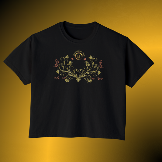 Botanical Crest Crop Tee – Floral Graphic Crop Top