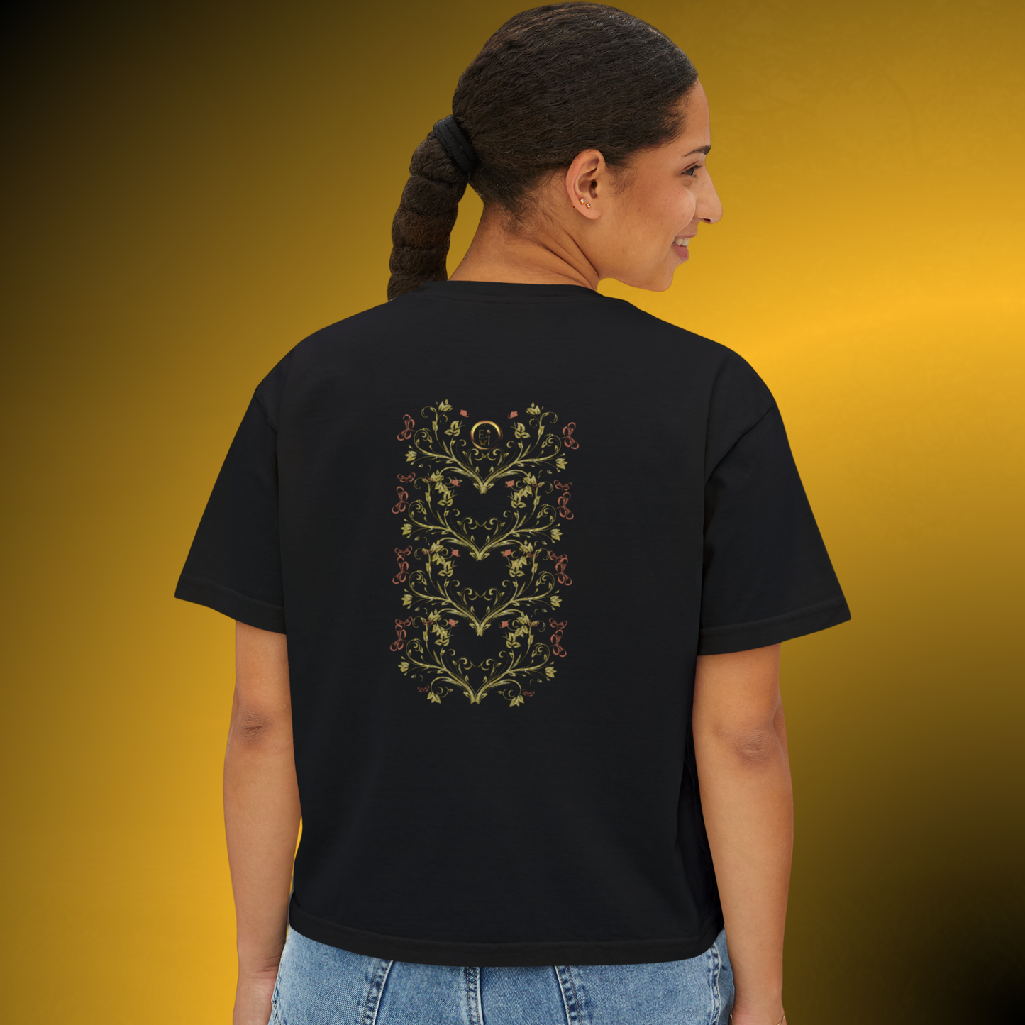 Botanical Crest Crop Tee – Floral Graphic Crop Top