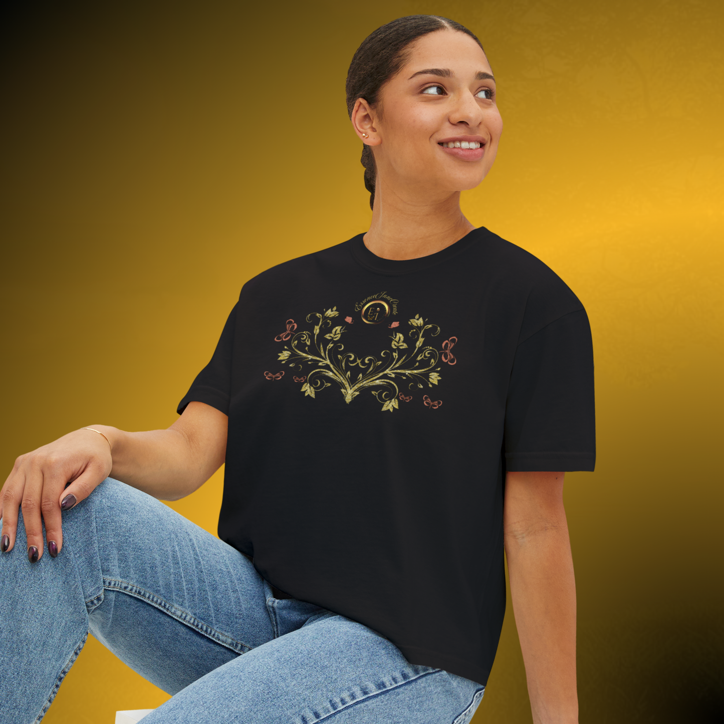Botanical Crest Crop Tee – Floral Graphic Crop Top