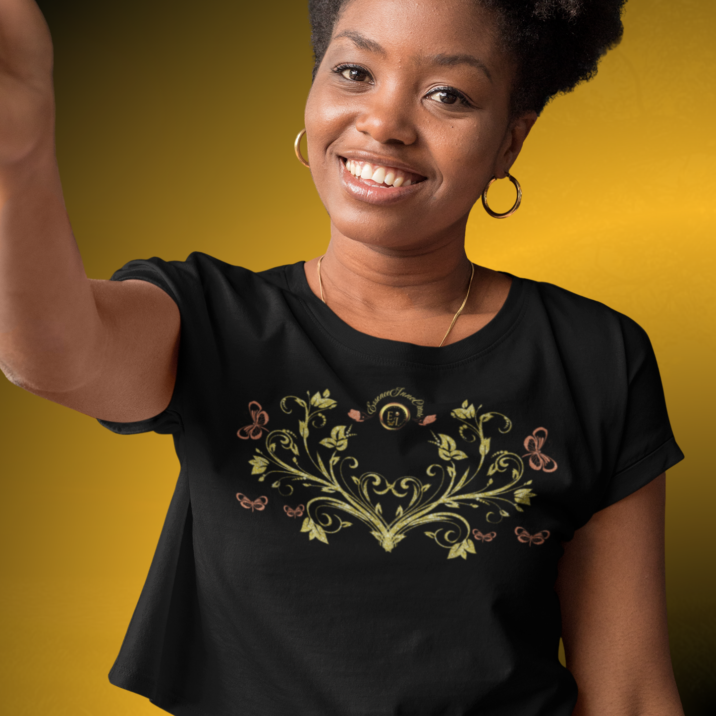 Botanical Crest Crop Tee – Floral Graphic Crop Top