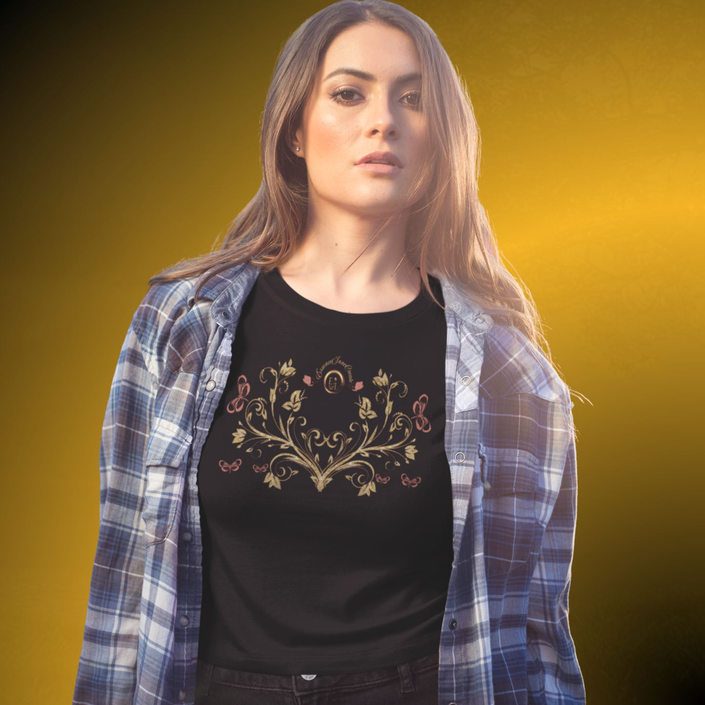 Botanical Crest Crop Tee – Floral Graphic Crop Top