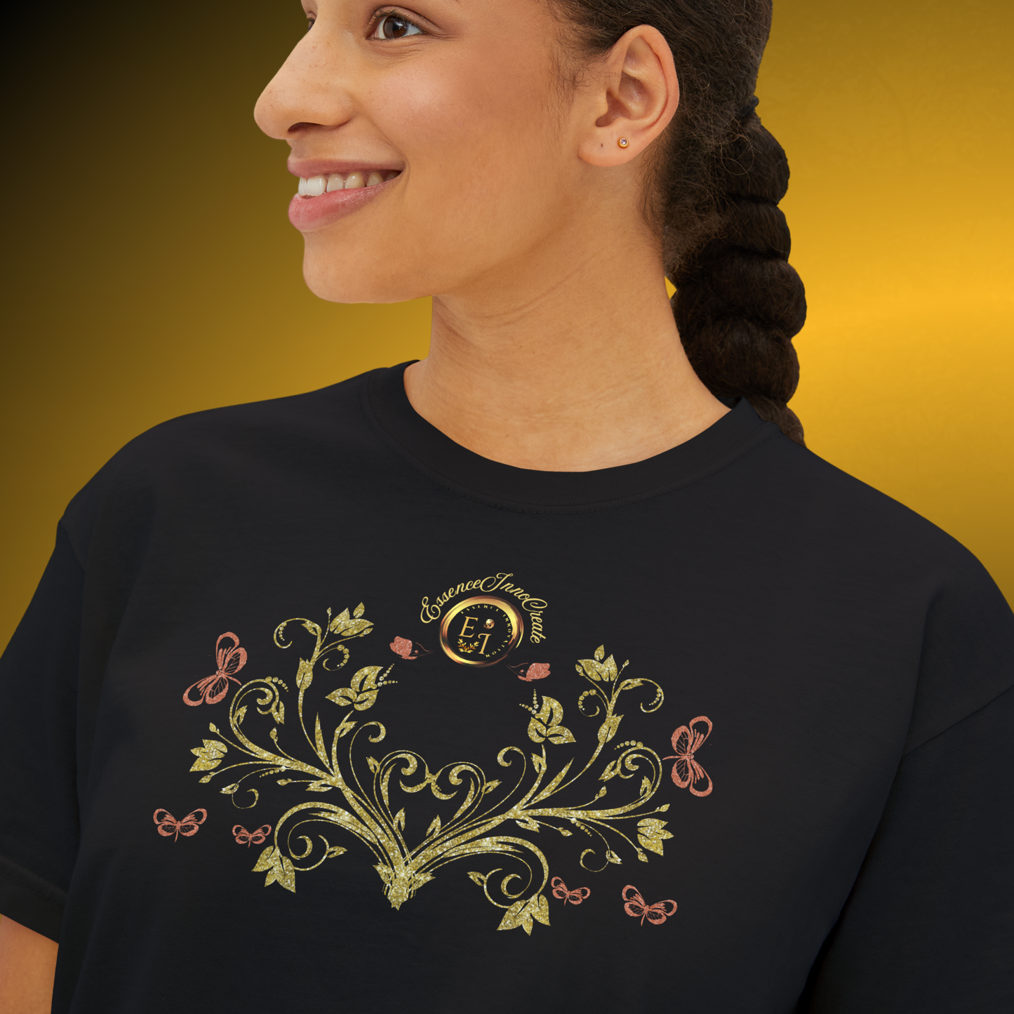 Botanical Crest Crop Tee – Floral Graphic Crop Top