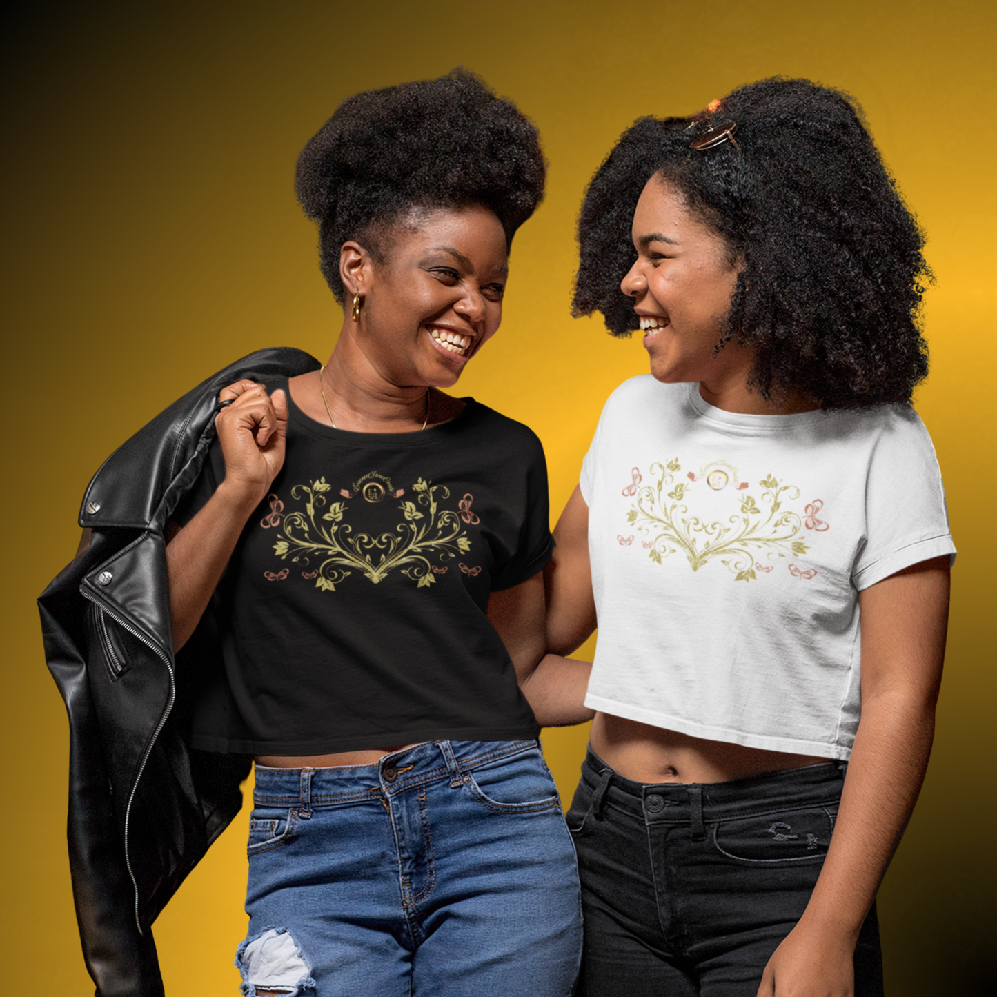 Botanical Crest Crop Tee – Floral Graphic Crop Top