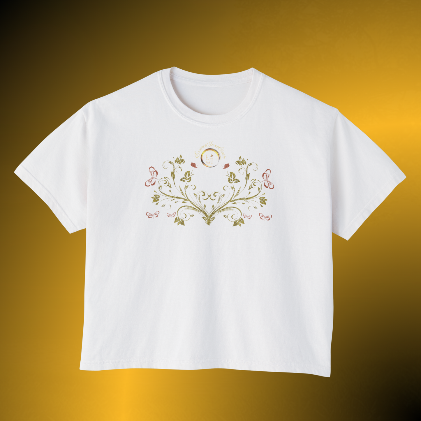 Botanical Crest Crop Tee – Floral Graphic Crop Top