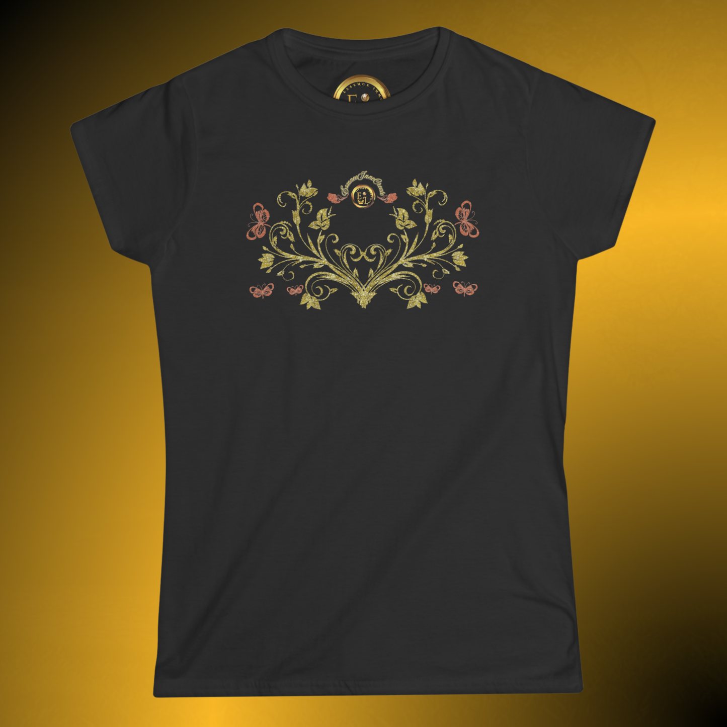 Royal Blossom Crest Tee – Botanical Luxury Cotton Shirt