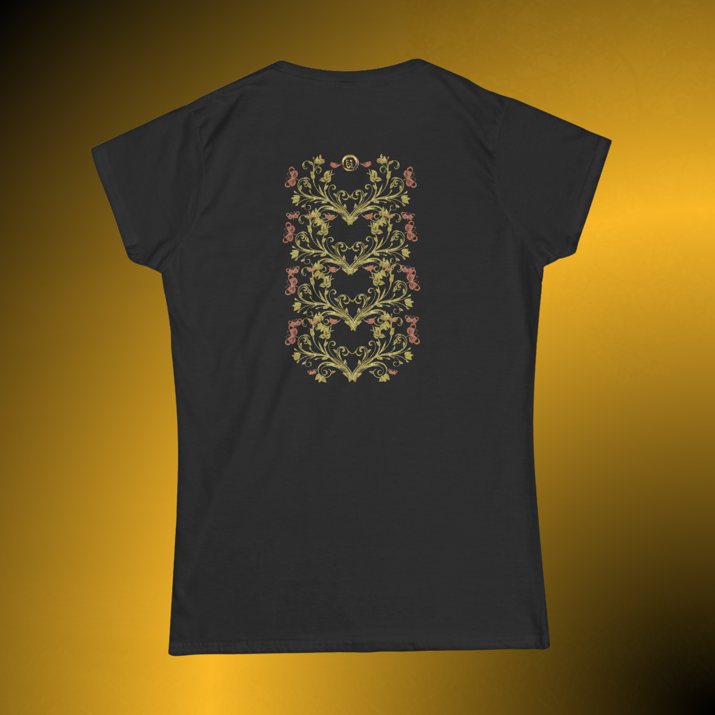 Royal Blossom Crest Tee – Botanical Luxury Cotton Shirt