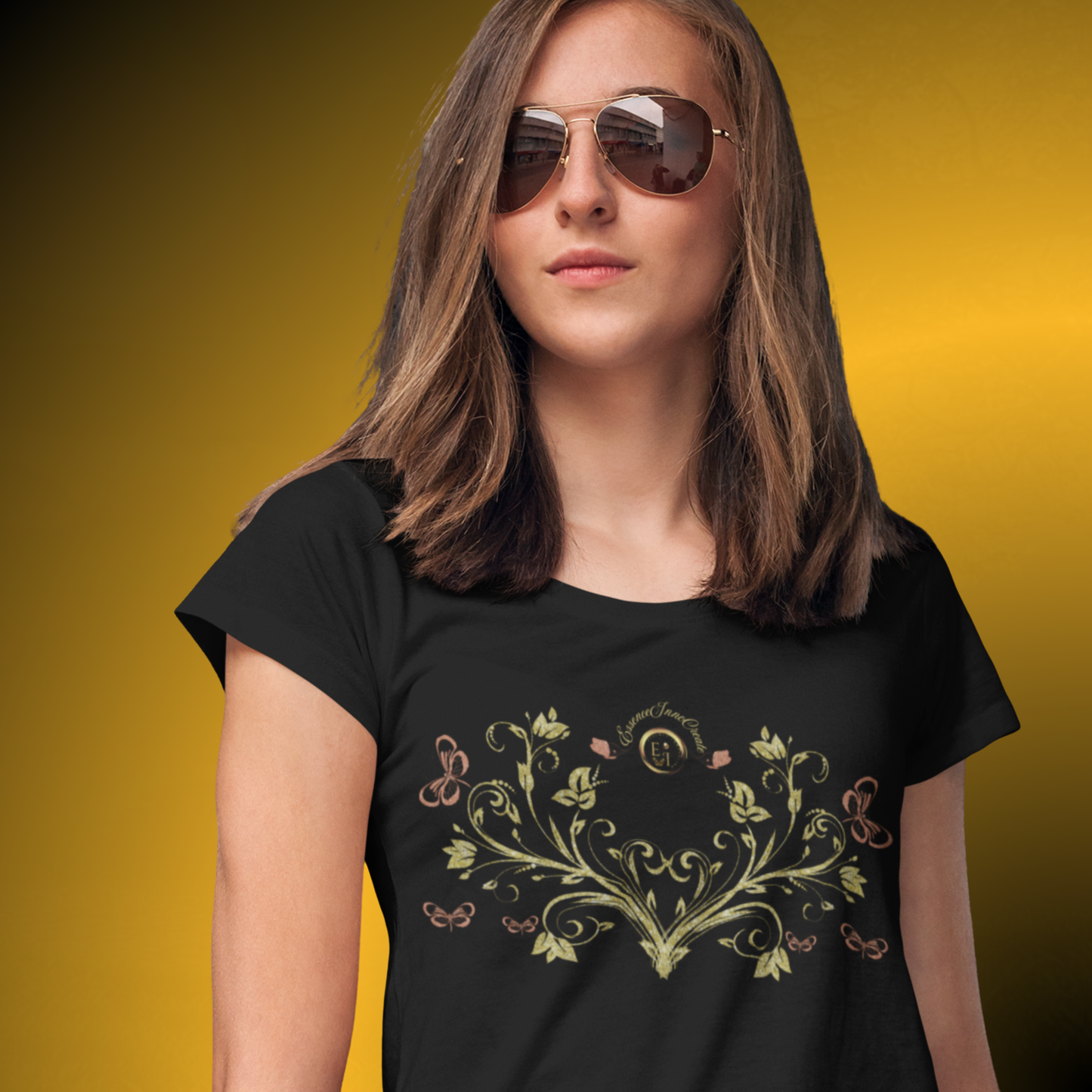 Royal Blossom Crest Tee – Botanical Luxury Cotton Shirt