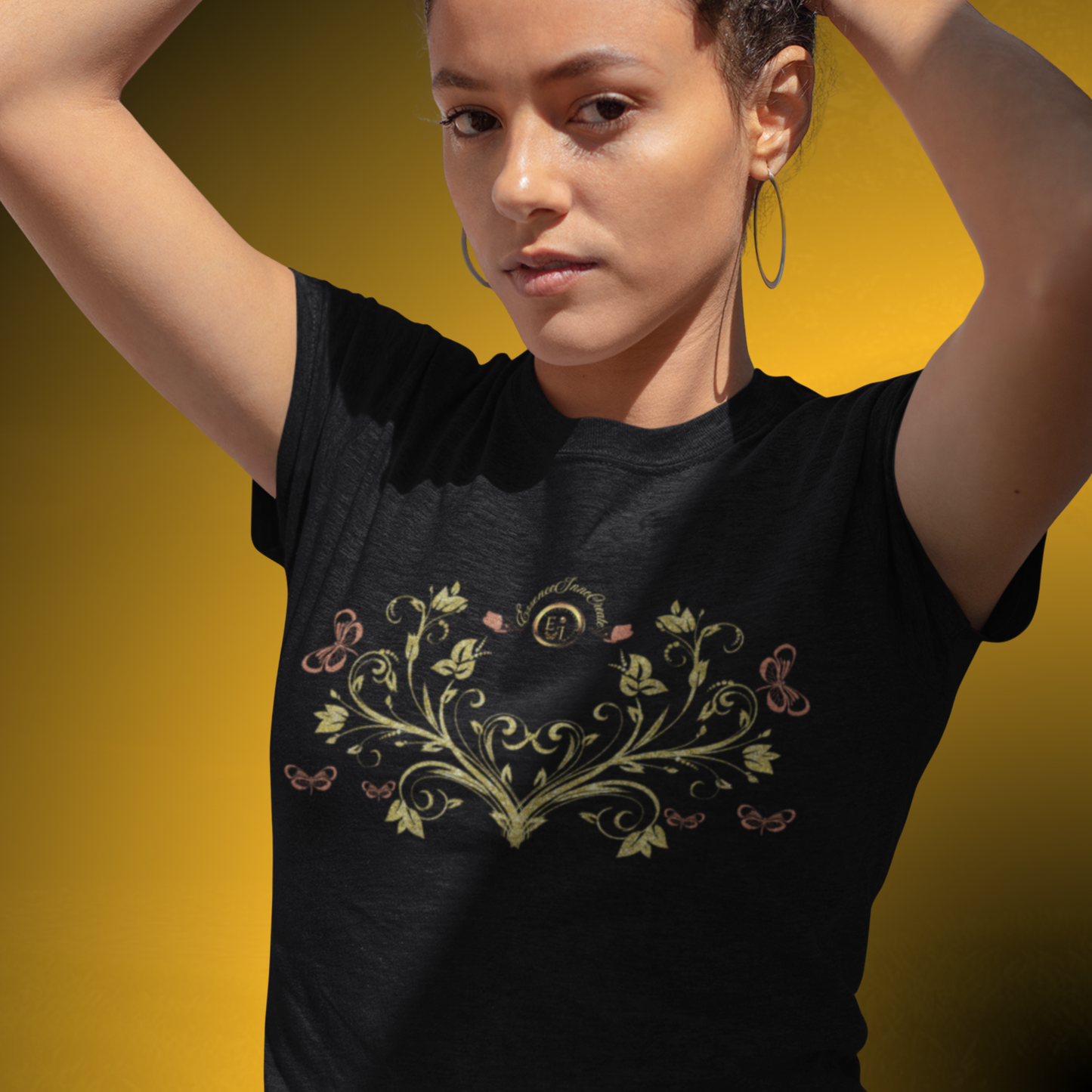 Royal Blossom Crest Tee – Botanical Luxury Cotton Shirt