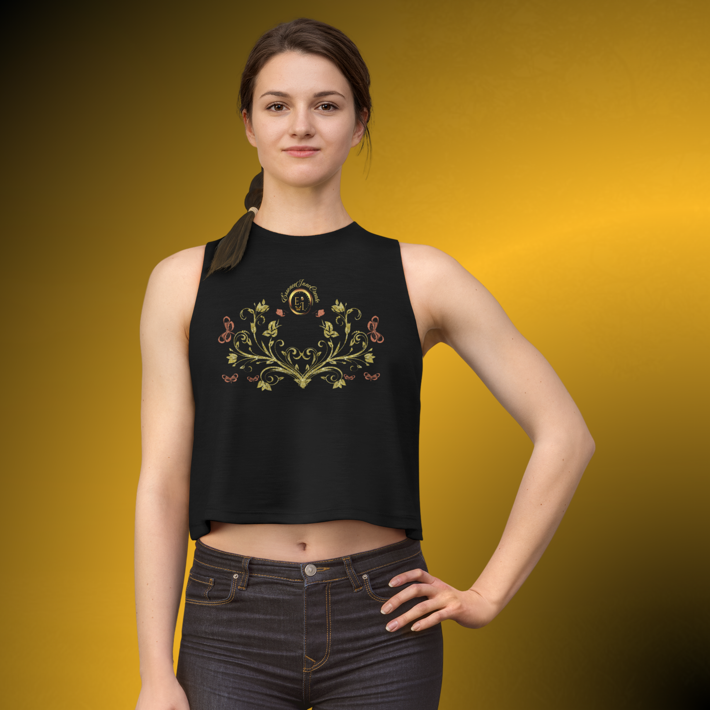 Botanical Crest Racerback Tank – Floral Activewear Top