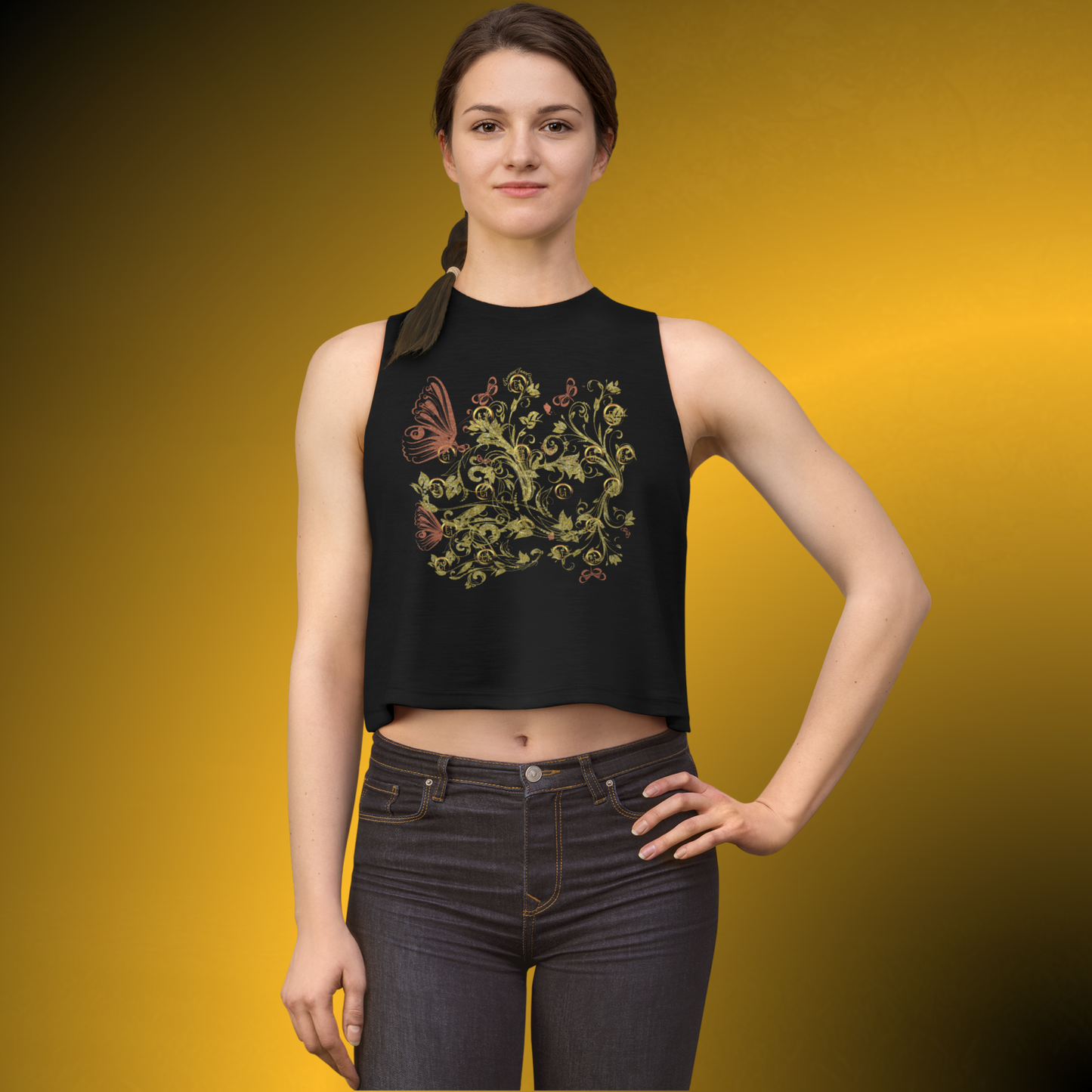 Botanical Signature Racerback Tank – Floral Butterfly Active Top