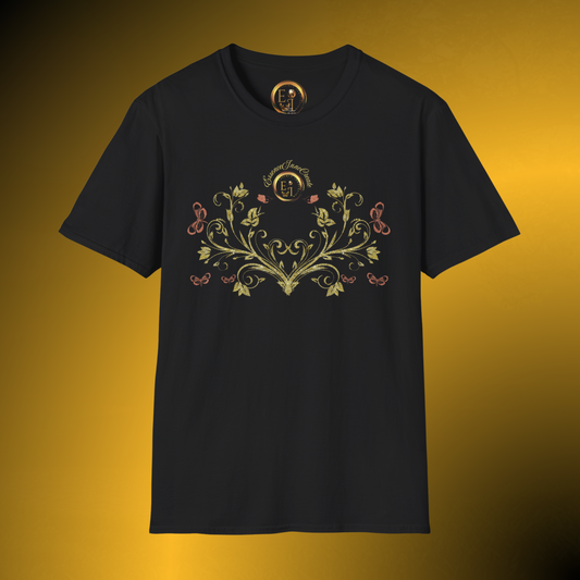 Bohemian Butterfly Crest Oversized Tee – Botanical Graphic Shirt