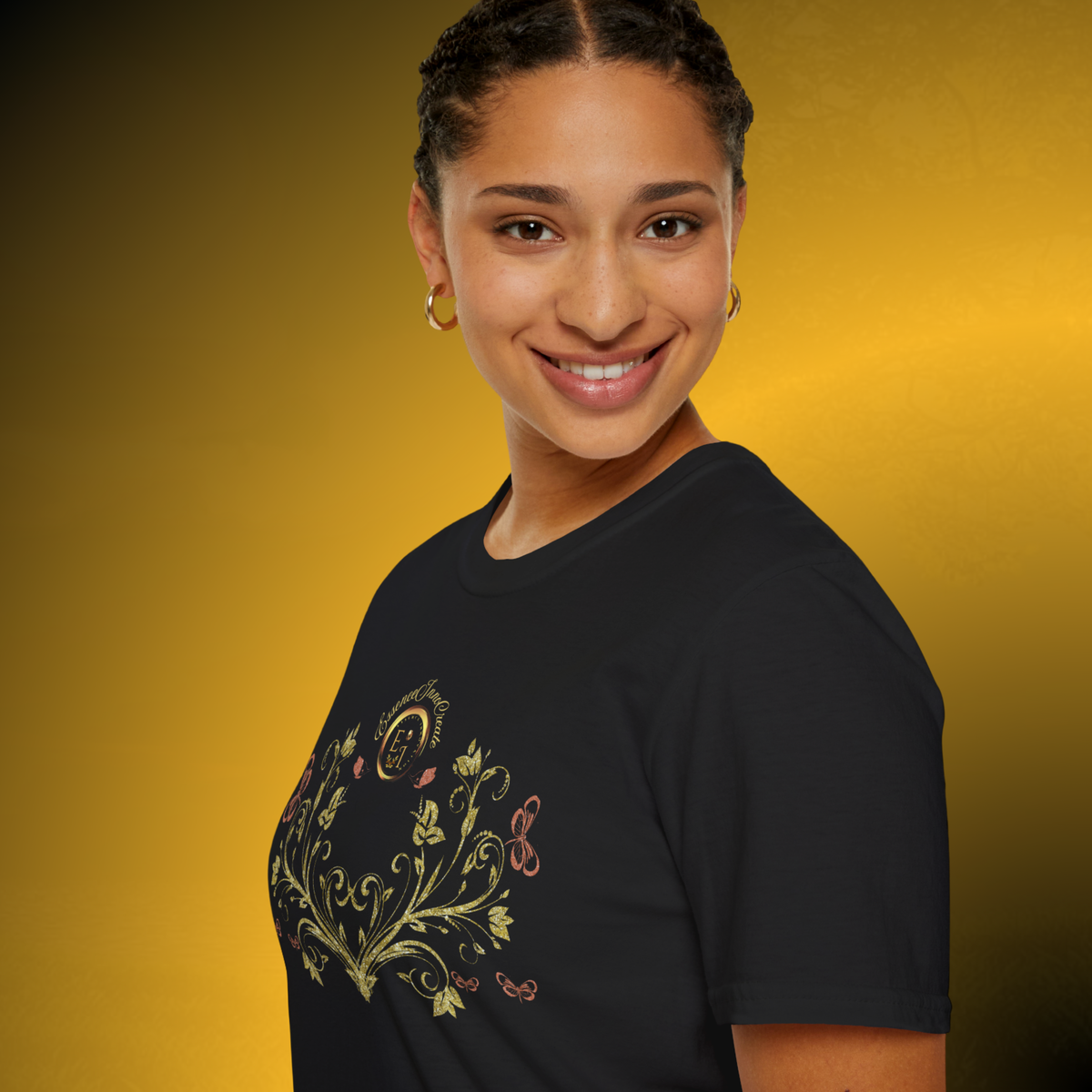 Bohemian Butterfly Crest Oversized Tee – Botanical Graphic Shirt