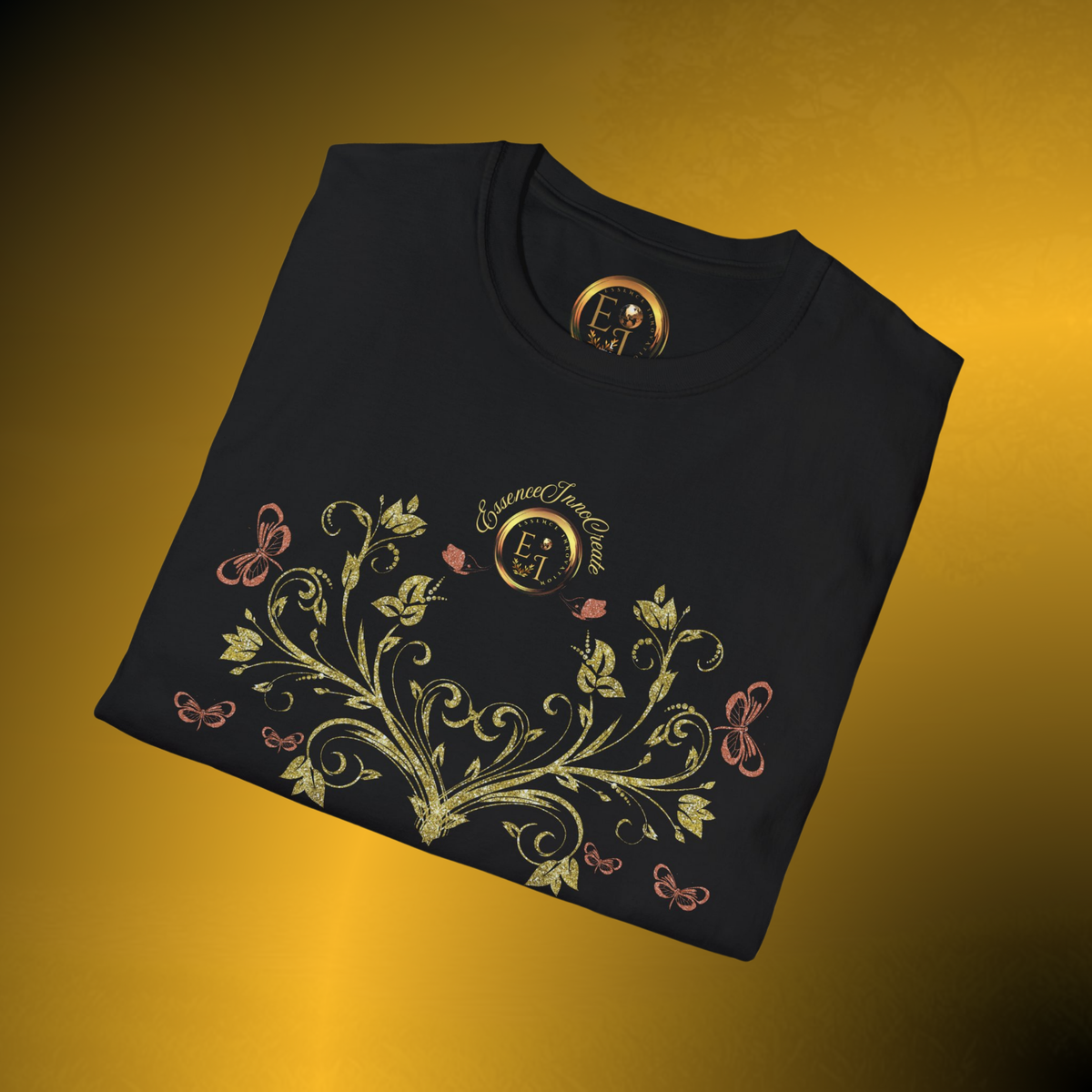 Bohemian Butterfly Crest Oversized Tee – Botanical Graphic Shirt