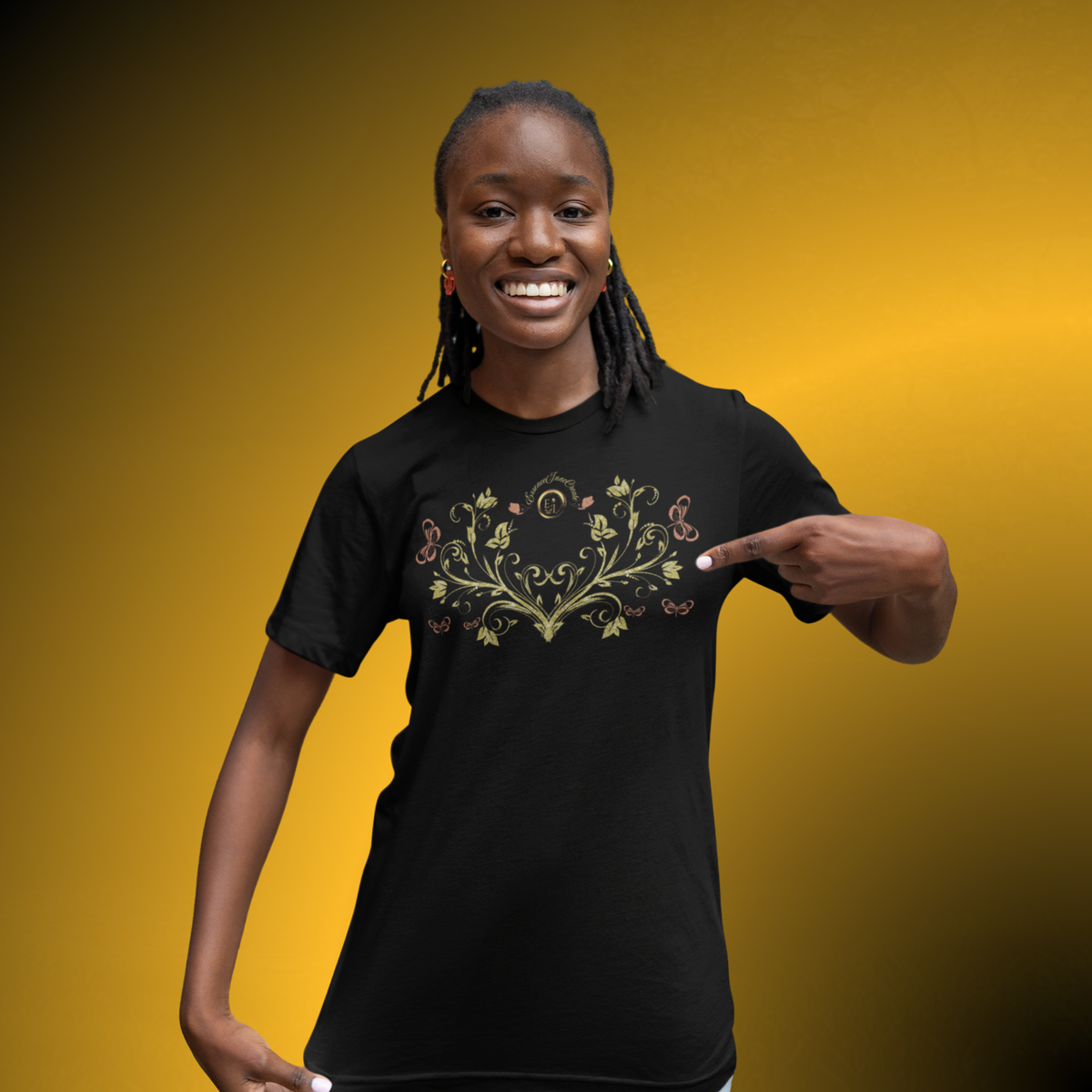 Bohemian Butterfly Crest Oversized Tee – Botanical Graphic Shirt