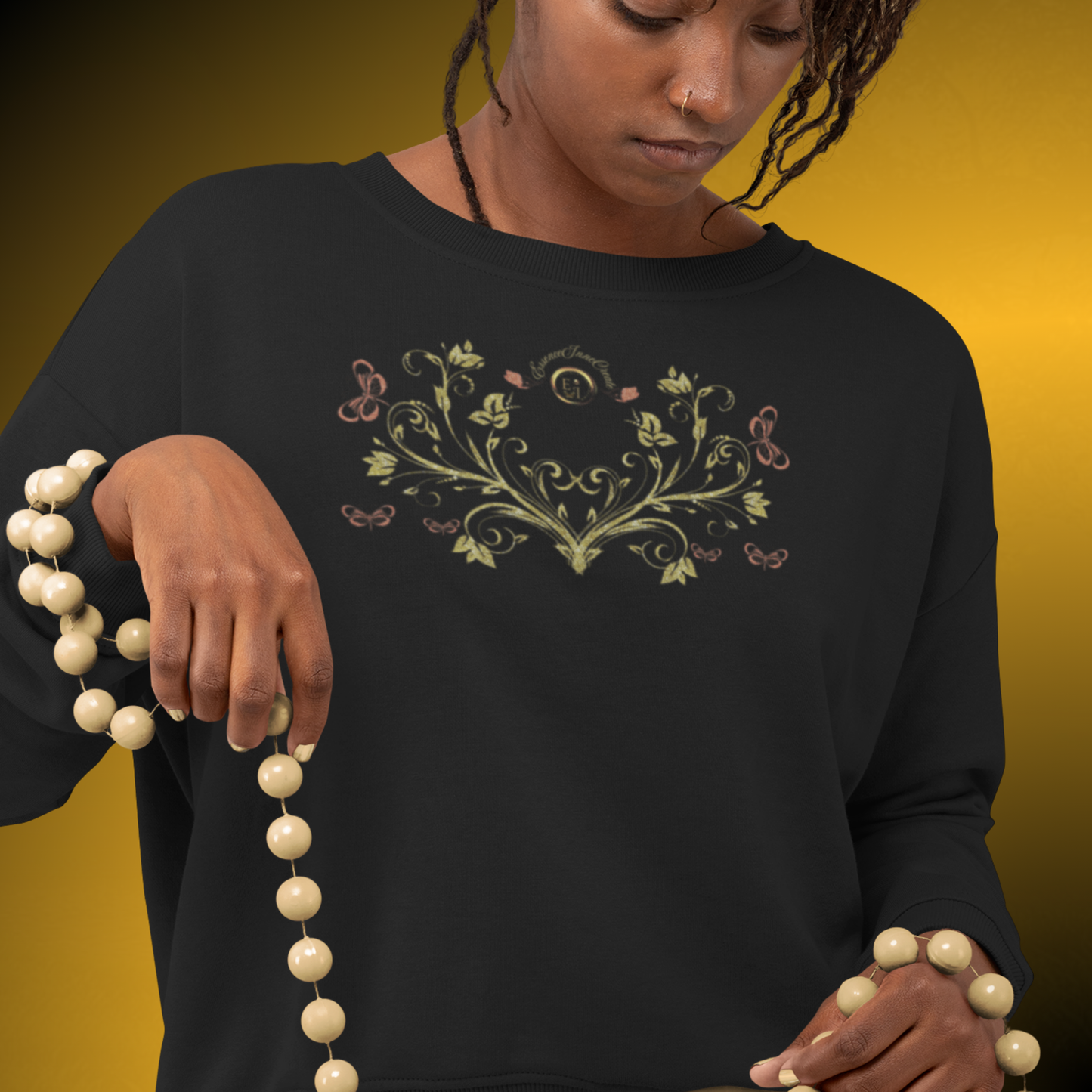 Botanical Crest Crewneck Sweatshirt – Floral Pullover
