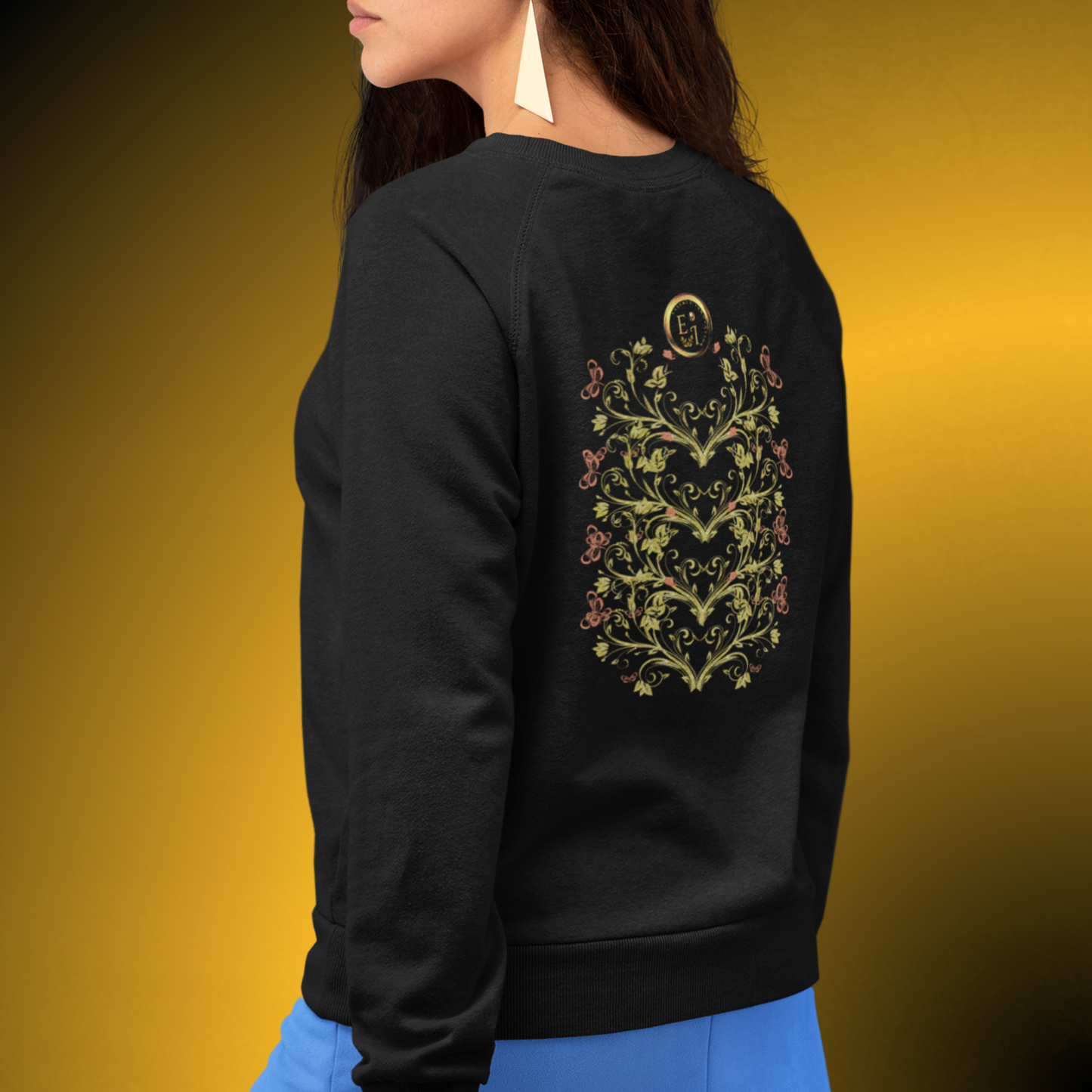 Botanical Crest Crewneck Sweatshirt – Floral Pullover
