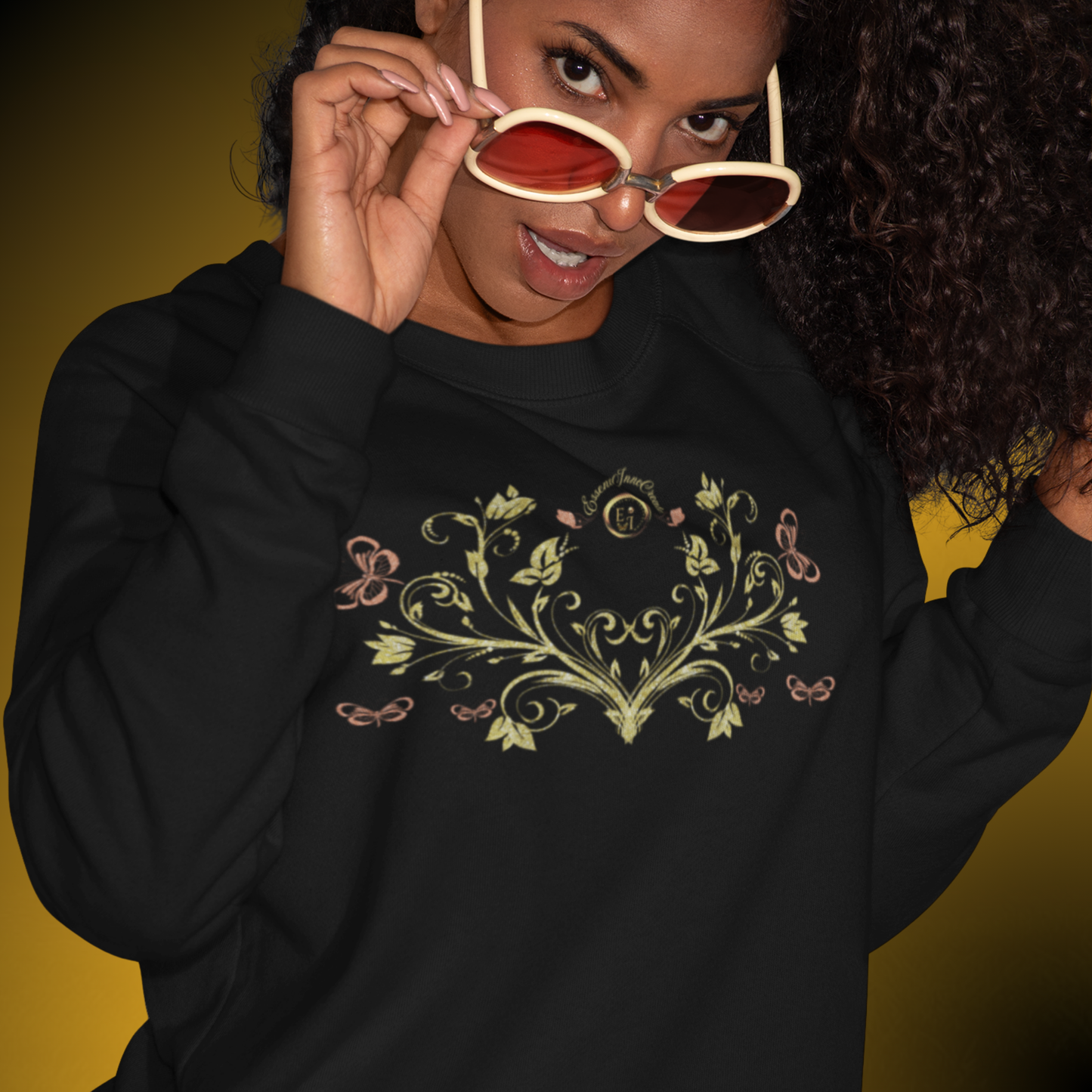 Botanical Crest Crewneck Sweatshirt – Floral Pullover