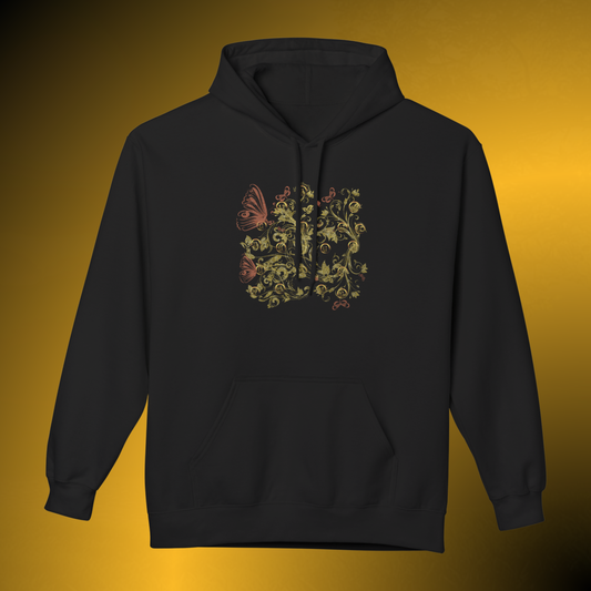 Bohemian Butterfly Floral Hoodie – Gold Botanical Pullover