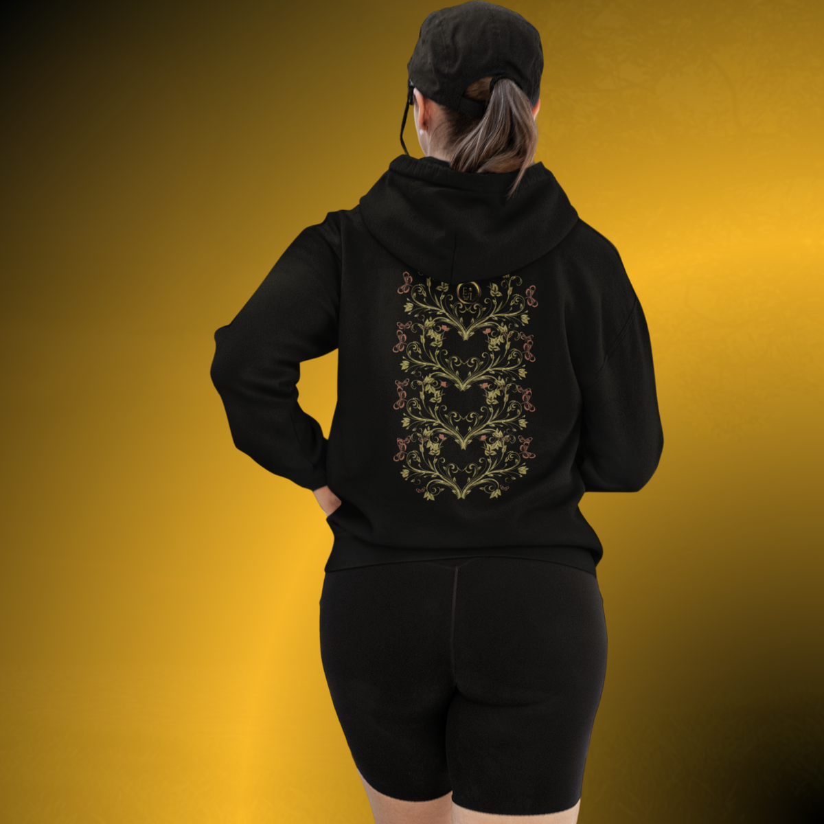 Bohemian Butterfly Floral Hoodie – Gold Botanical Pullover
