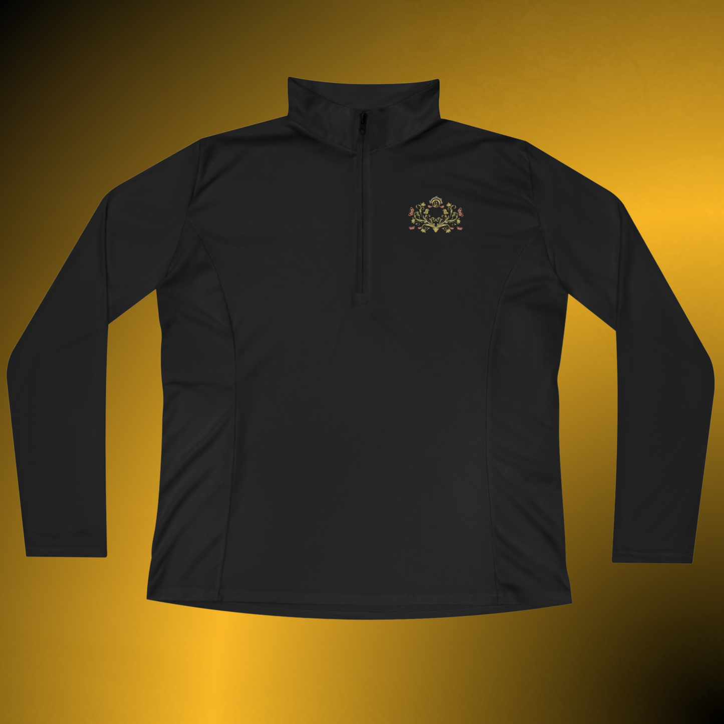 Botanical Crest Quarter-Zip Pullover – Floral Athleisure Top