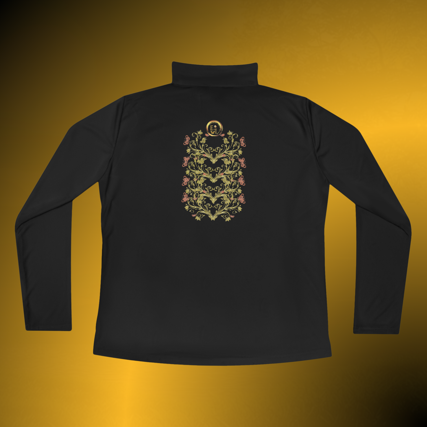 Botanical Crest Quarter-Zip Pullover – Floral Athleisure Top