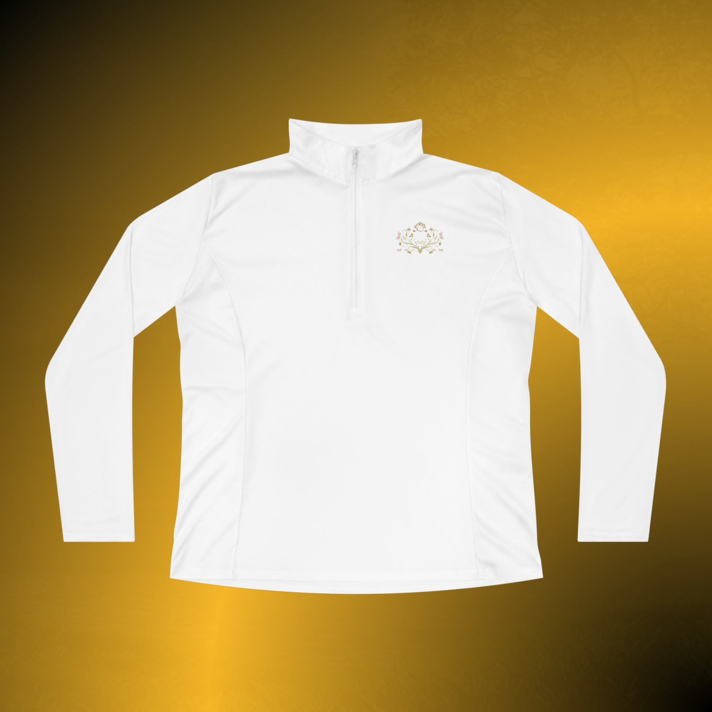 Botanical Crest Quarter-Zip Pullover – Floral Athleisure Top