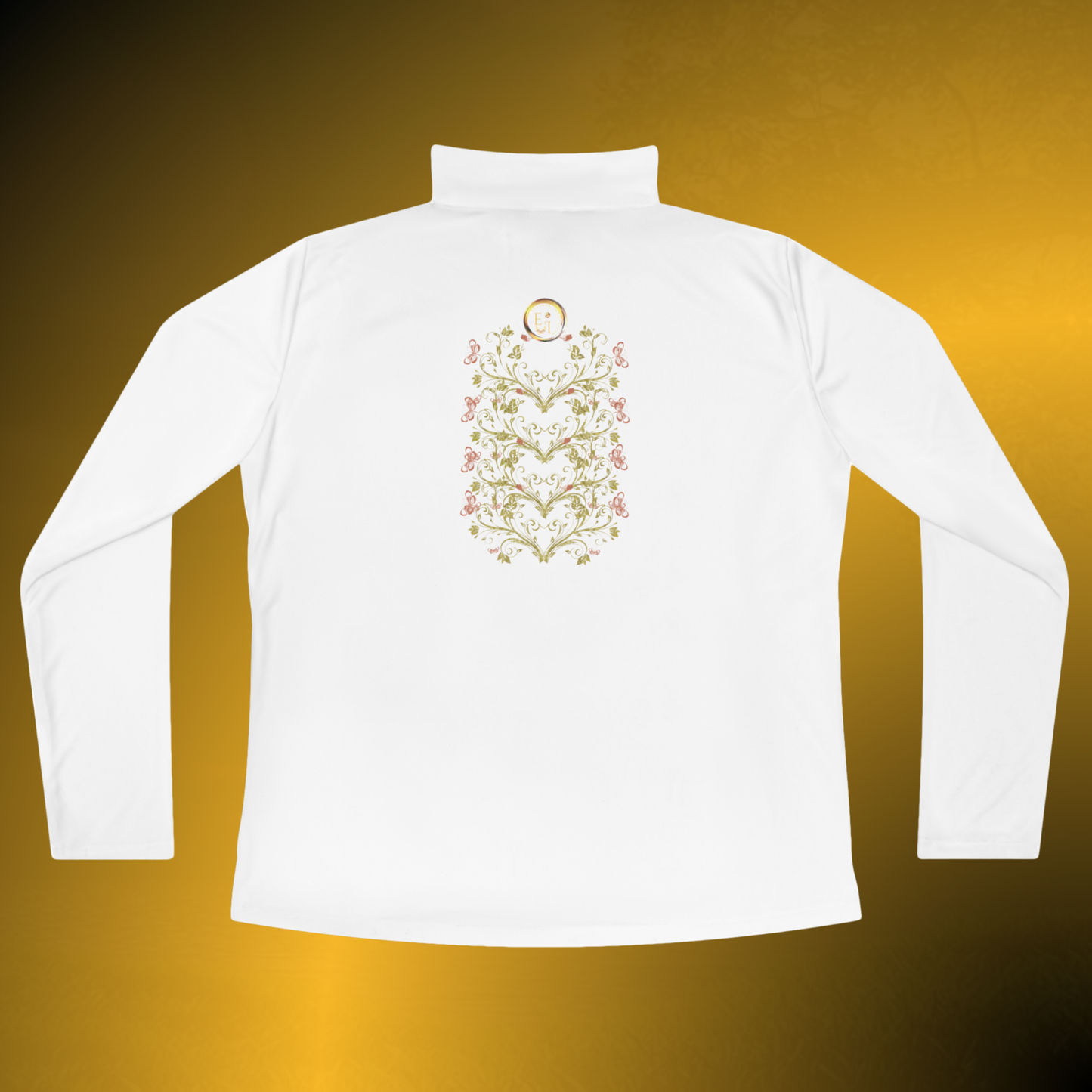 Botanical Crest Quarter-Zip Pullover – Floral Athleisure Top