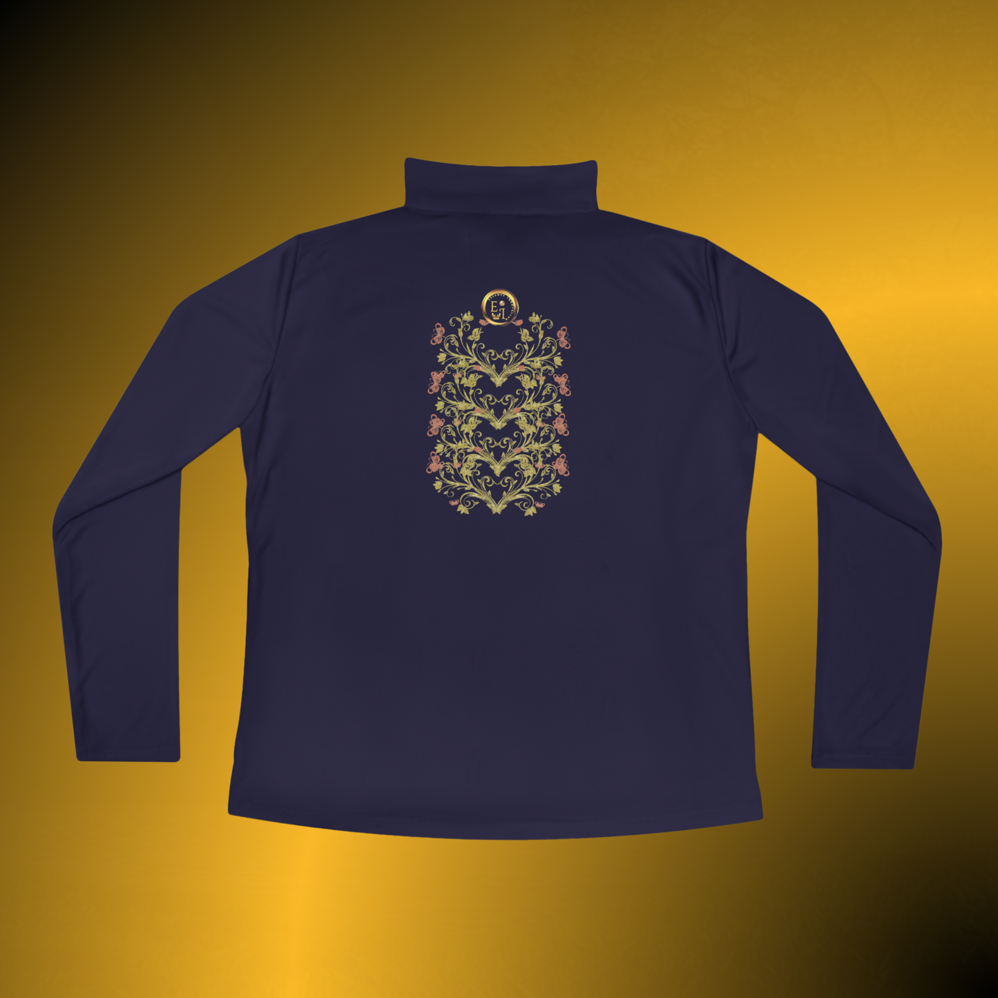 Botanical Crest Quarter-Zip Pullover – Floral Athleisure Top