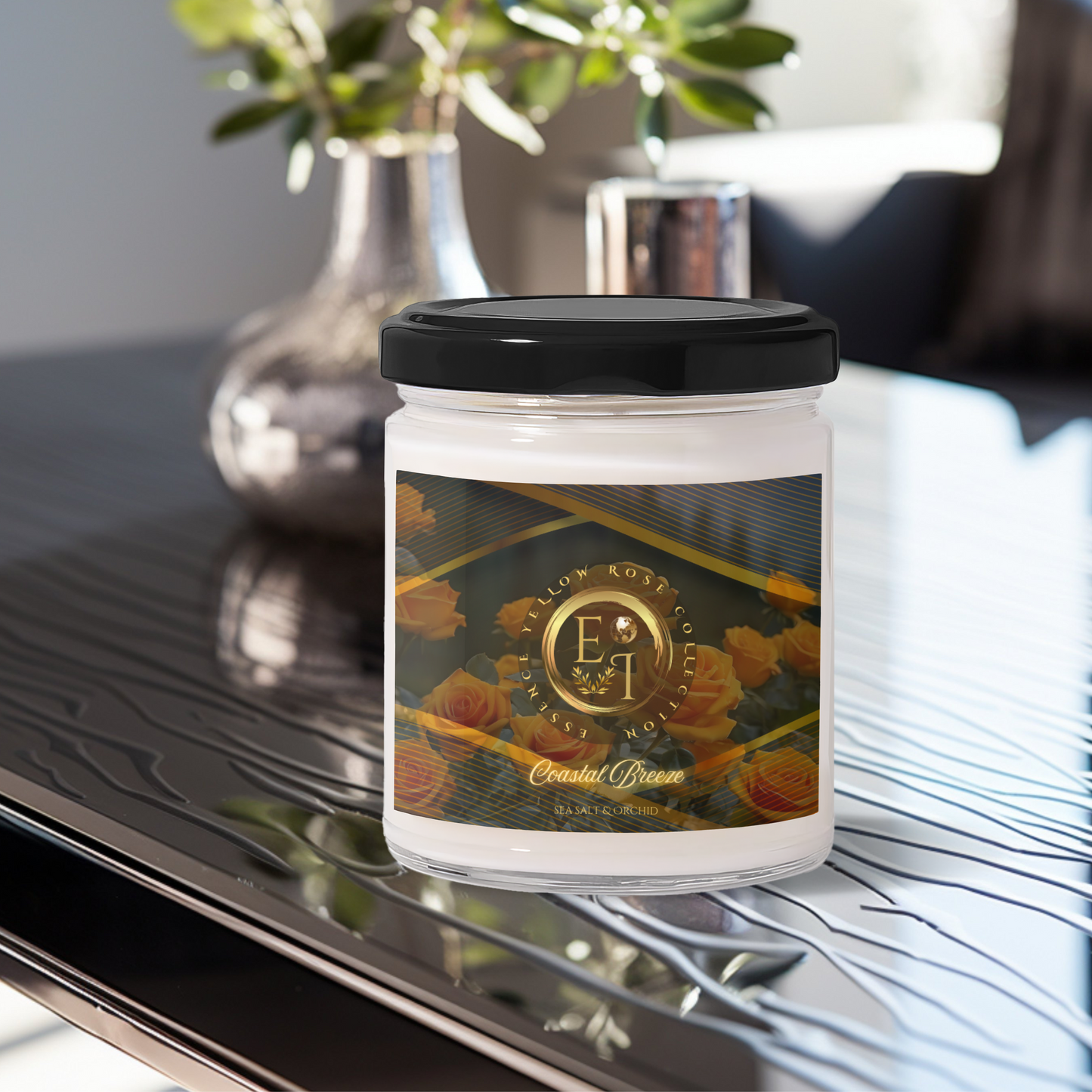 Yellow Rose Coastal Breeze | Sea Salt & Orchid | Scented Soy Candle | 9oz