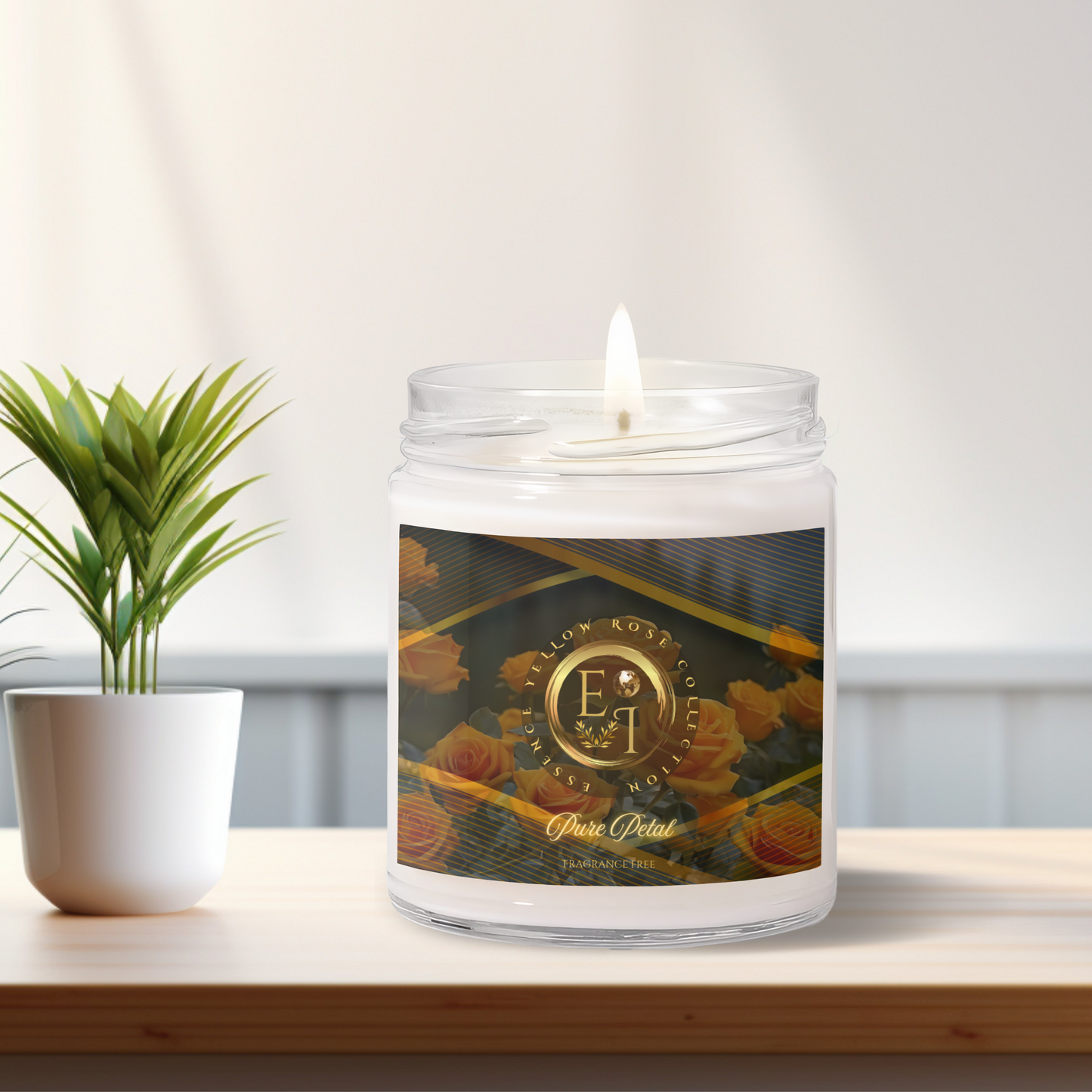 Yellow Rose Pure Petal | Fragrance Free | Scented Soy Candle | 9oz